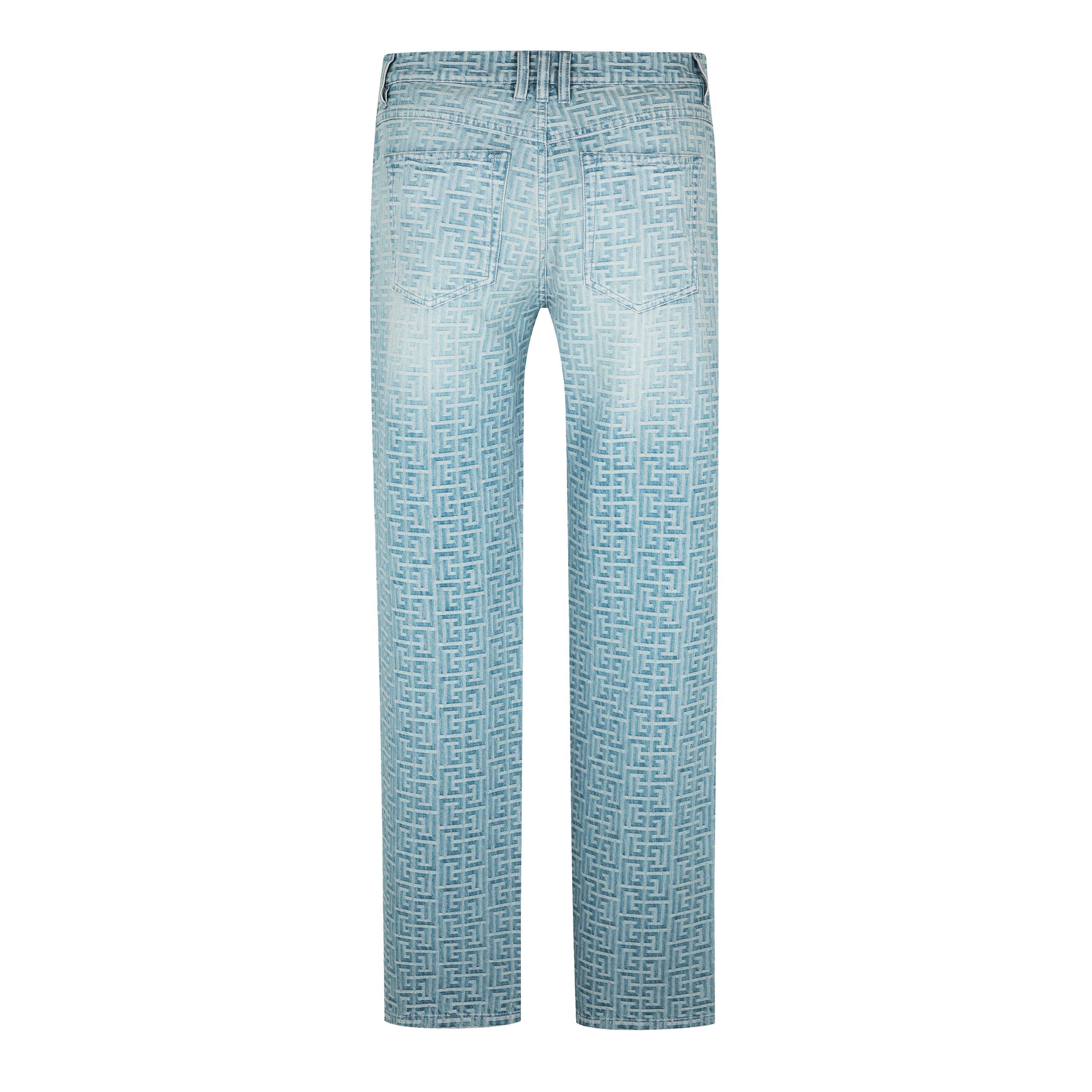 Blue 6FF - Balmain - Monogrammed Jacquard Denim Jeans - 6