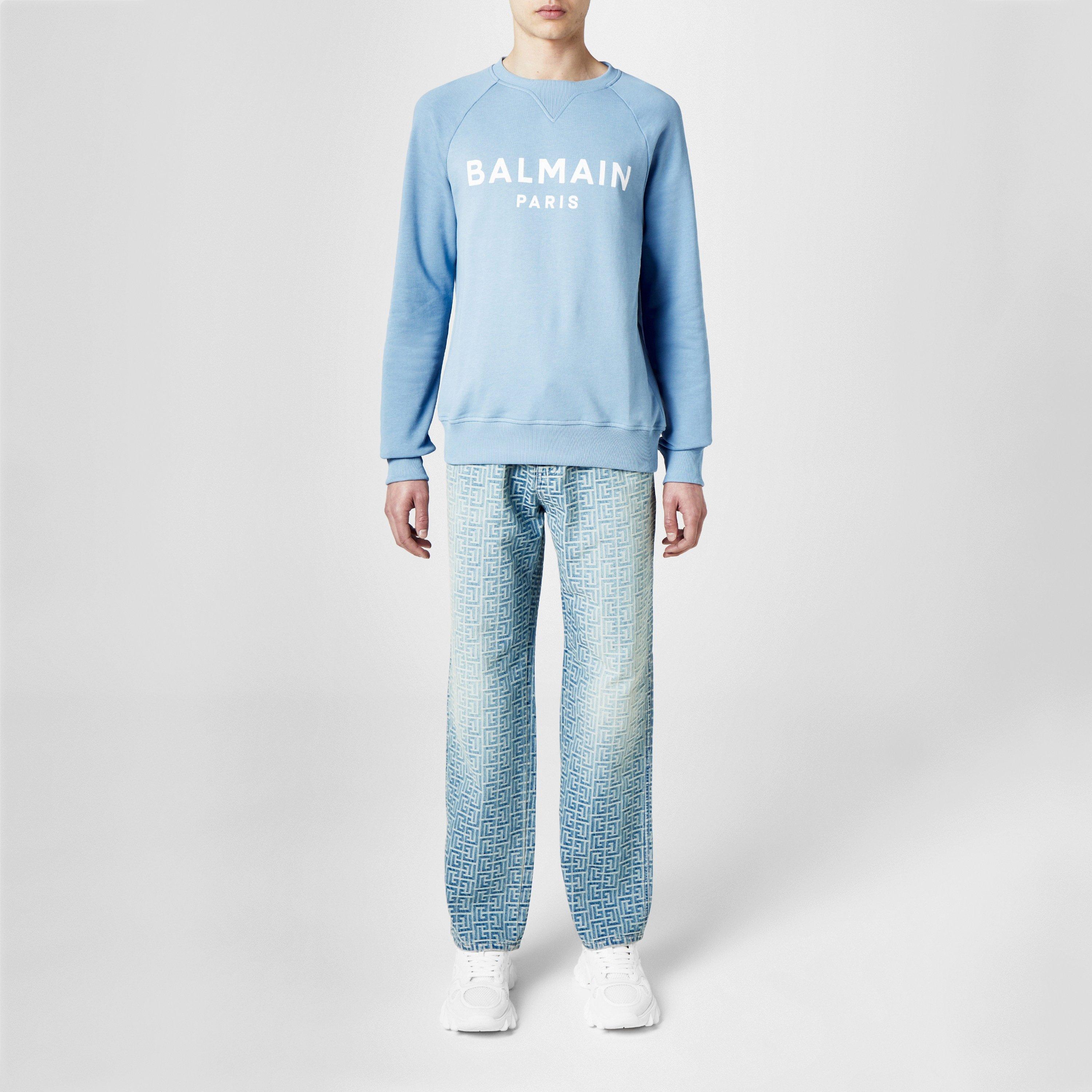 Blue 6FF - Balmain - Monogrammed Jacquard Denim Jeans - 4