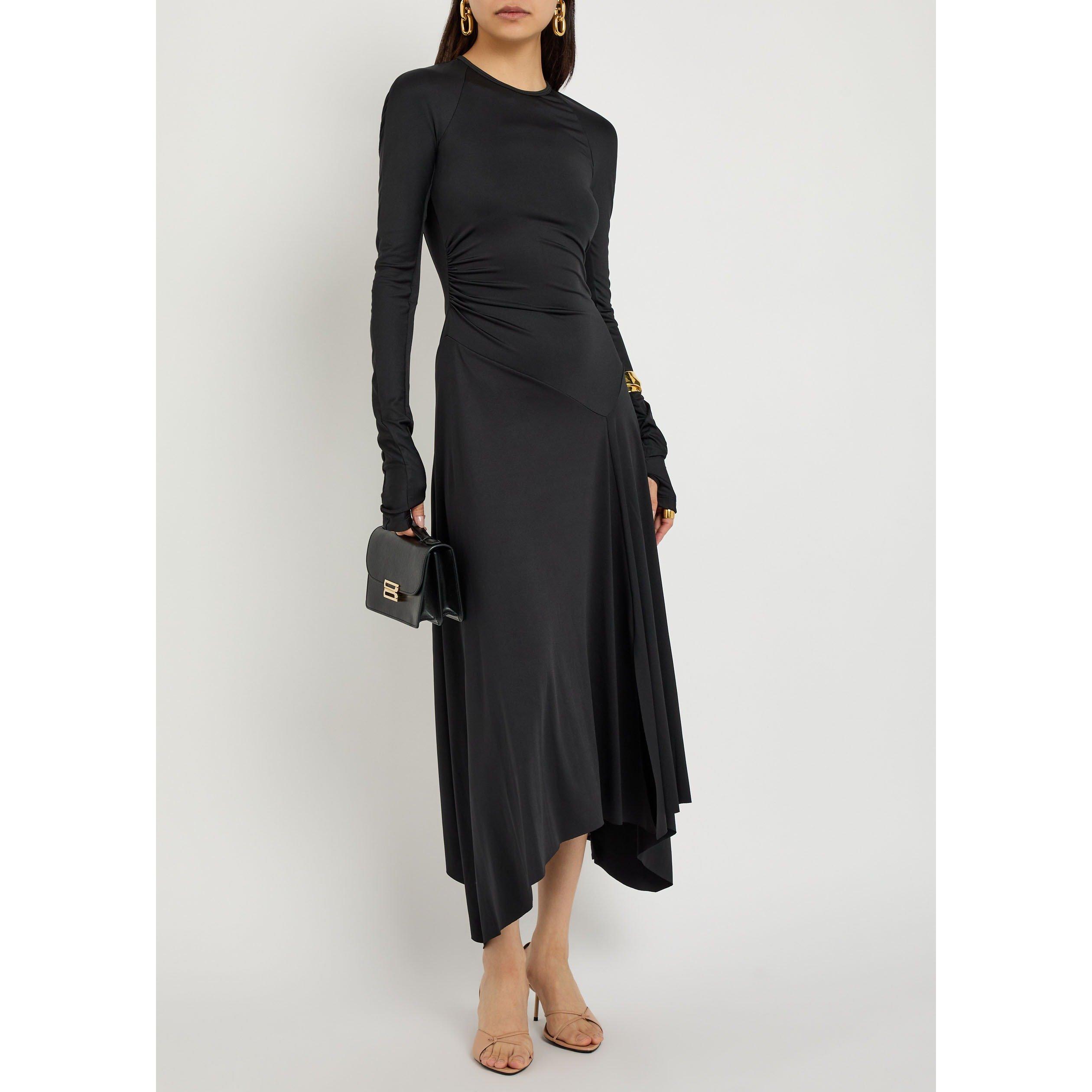 BLACK - Victoria Beckham - LONG SLEEVE MIDI DRESS - 5