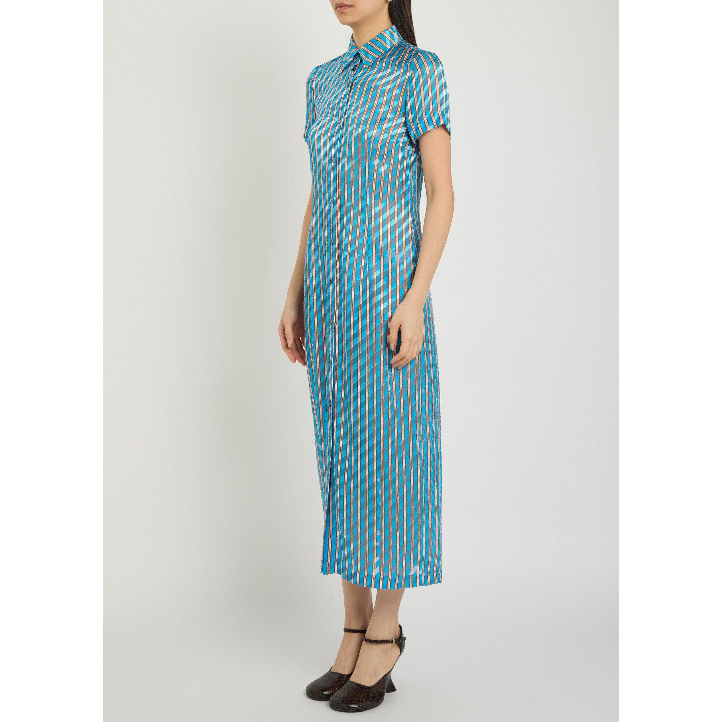 TURQUOISE - Dries Van Noten - Women's Doud Bis Striped Shirt Dress - 2