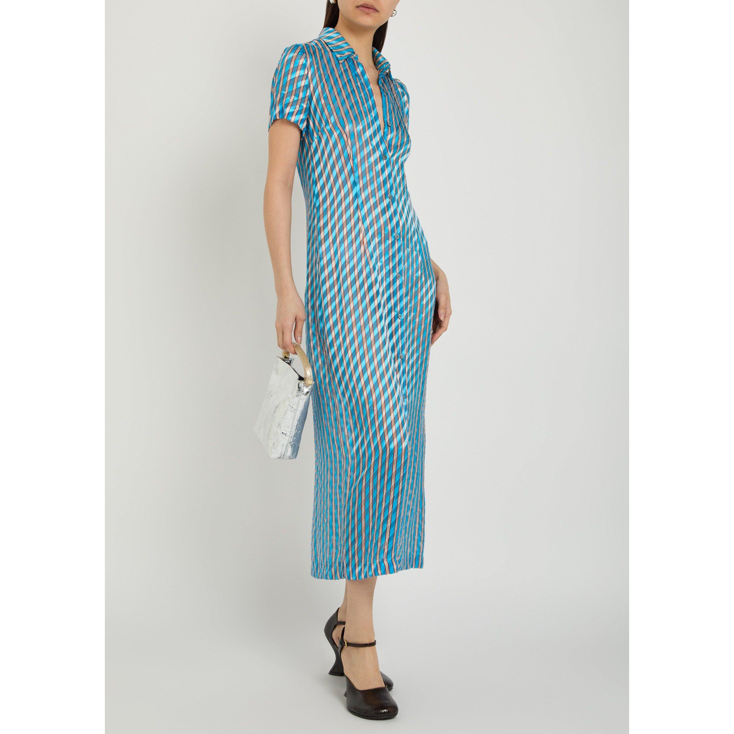 TURQUOISE - Dries Van Noten - Women's Doud Bis Striped Shirt Dress - 5