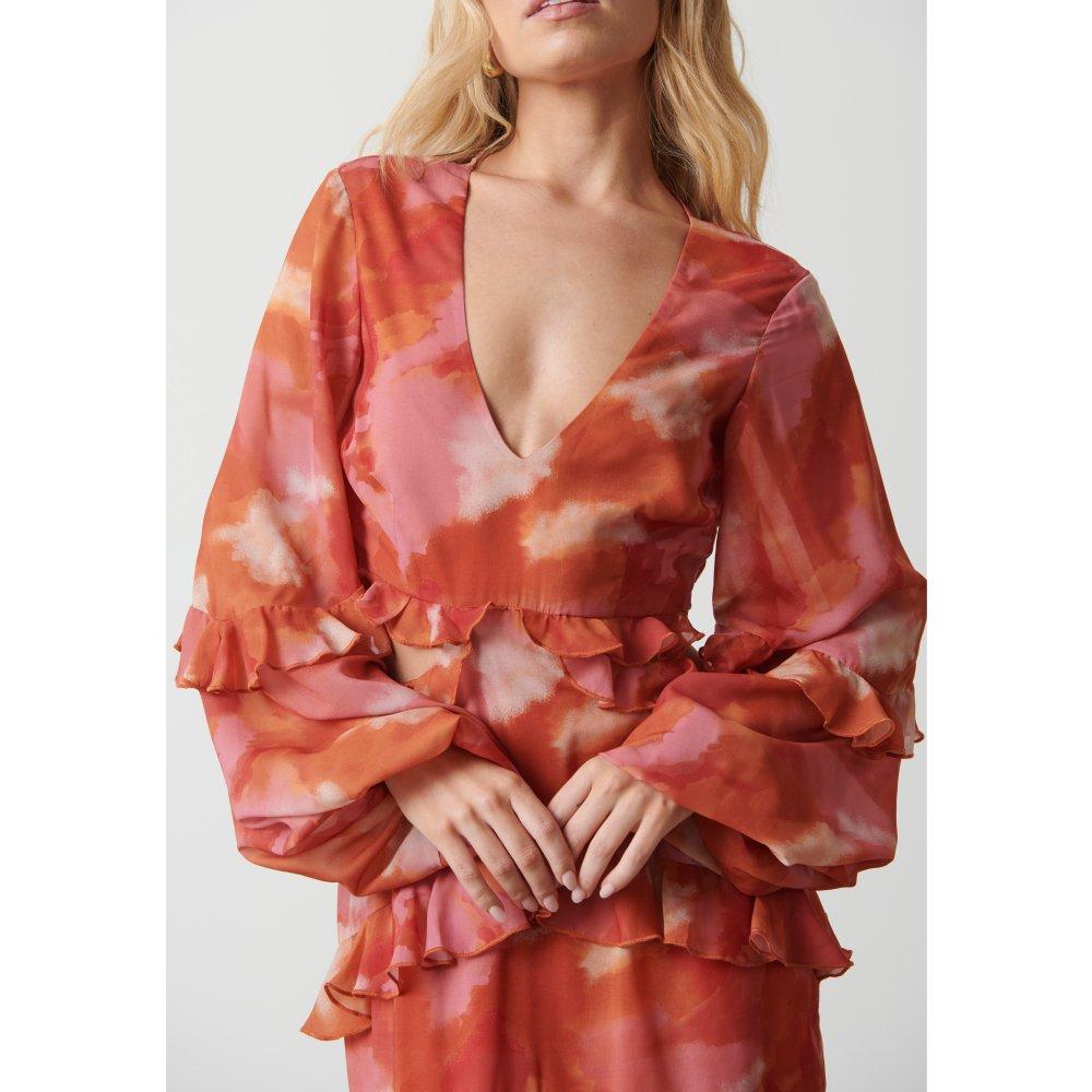 Abst Watercol - Pretty Lavish - Evie Ruffle Maxi Dress - 3