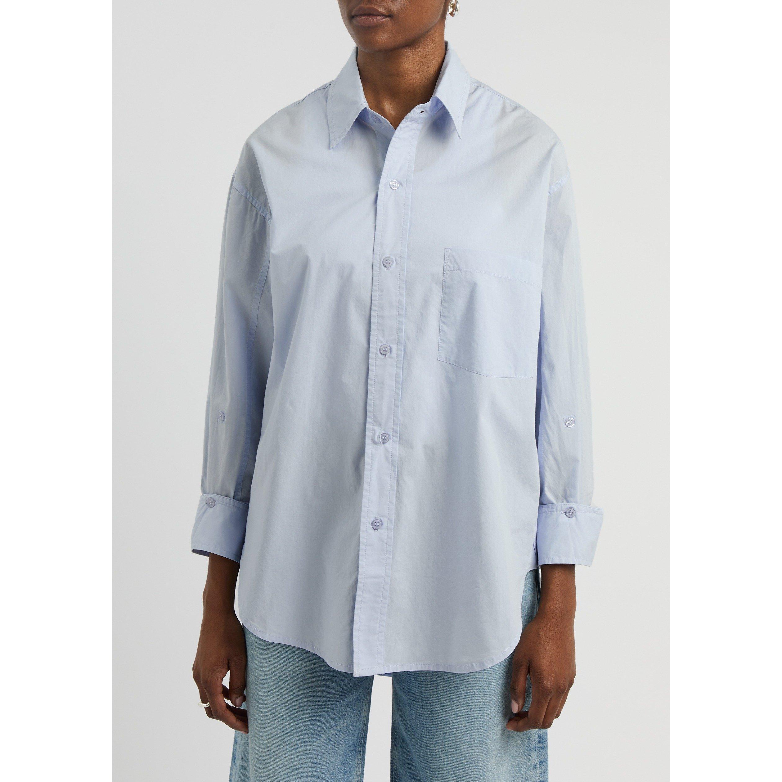 BLUE - Citizens Of Humanity - Women's Kayla Cotton Long-Sleeve Oversized-Fit Plain Shirt - 2