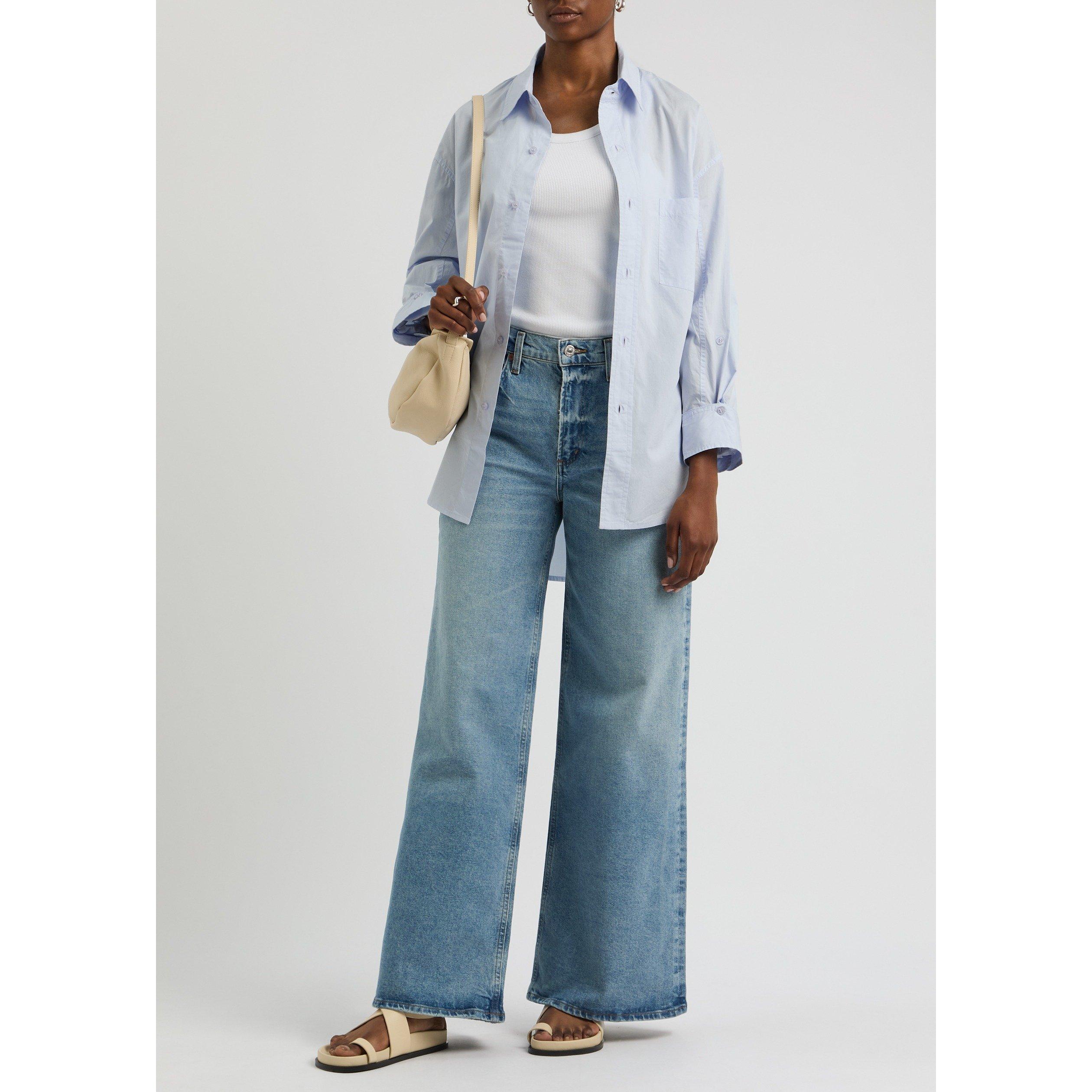 BLUE - Citizens Of Humanity - Women's Kayla Cotton Long-Sleeve Oversized-Fit Plain Shirt - 5