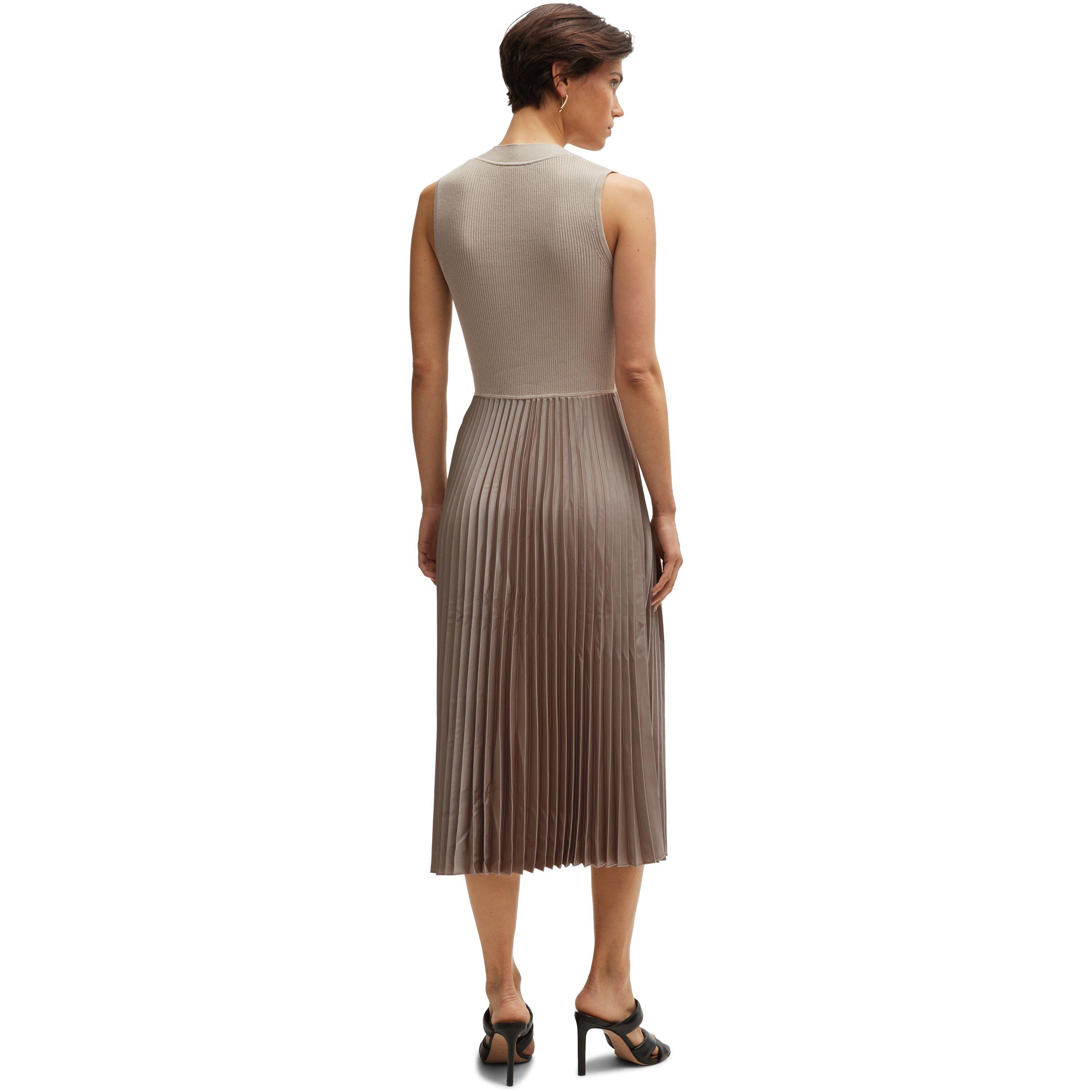 Open Beige 298 - Boss - Women's Farara Slim Fit Pleated Skirt Dress - 2