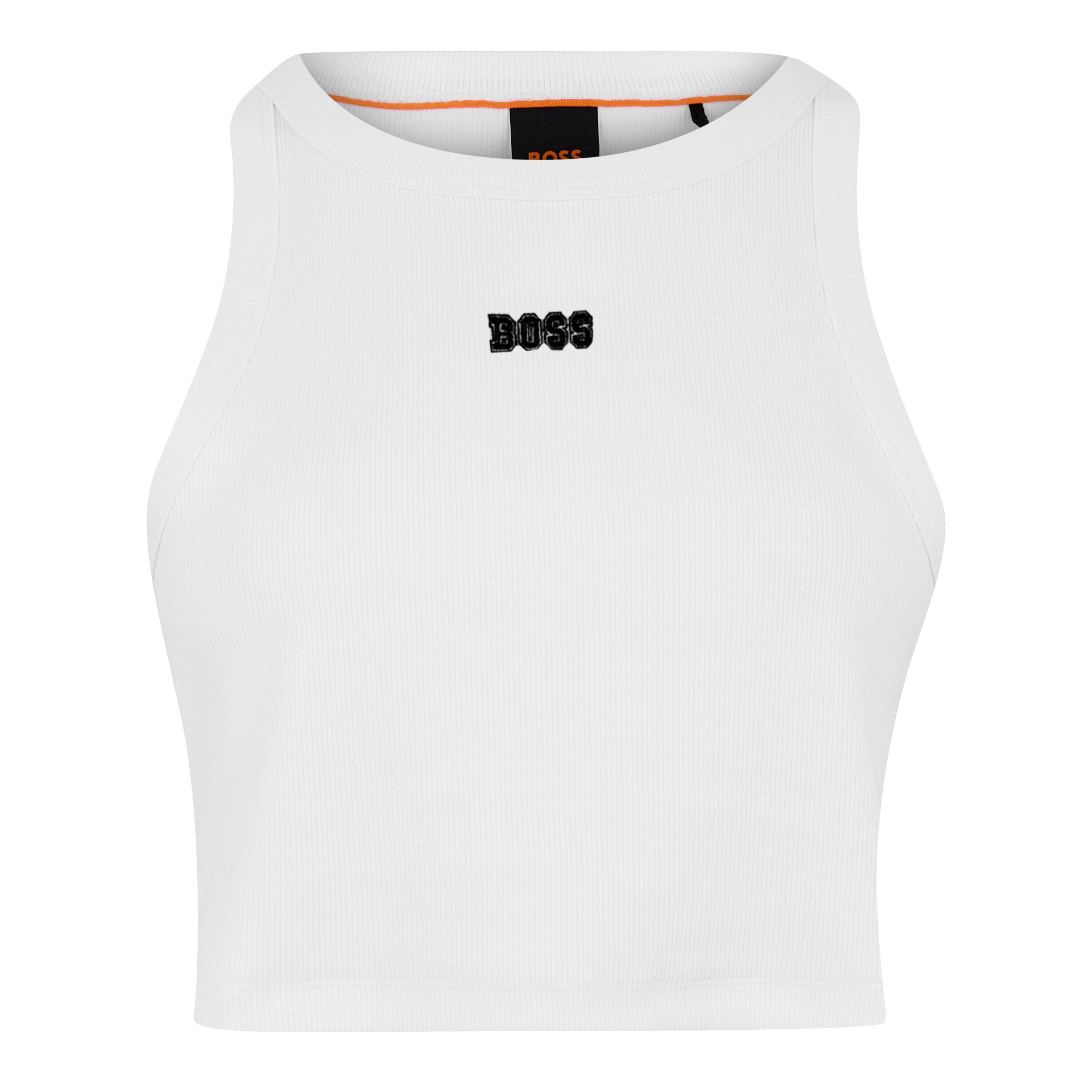 White 100 - Boss - Women's C Evest Crop Ribbed Structured Vest - 5