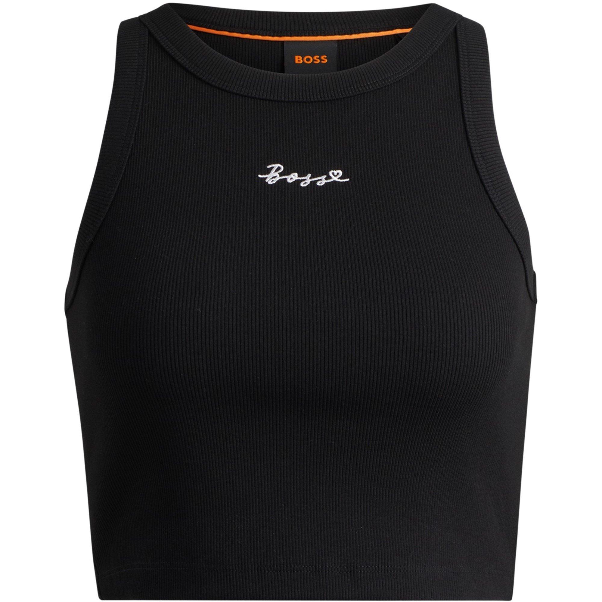 Black 001 - Boss - Women's C Evest Crop Ribbed Structured Vest - 5