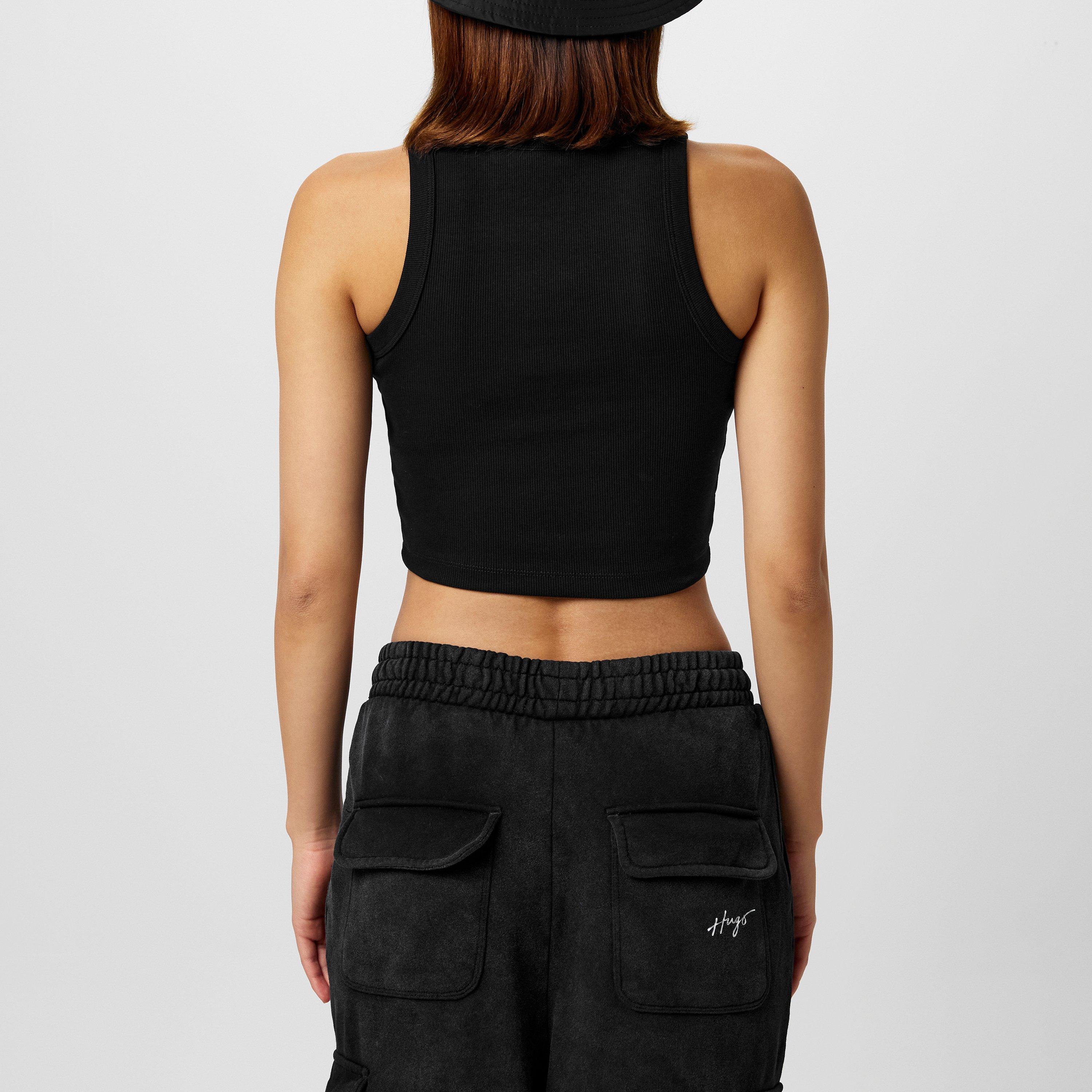 Black 001 - Boss - Women's C Evest Crop Ribbed Structured Vest - 3