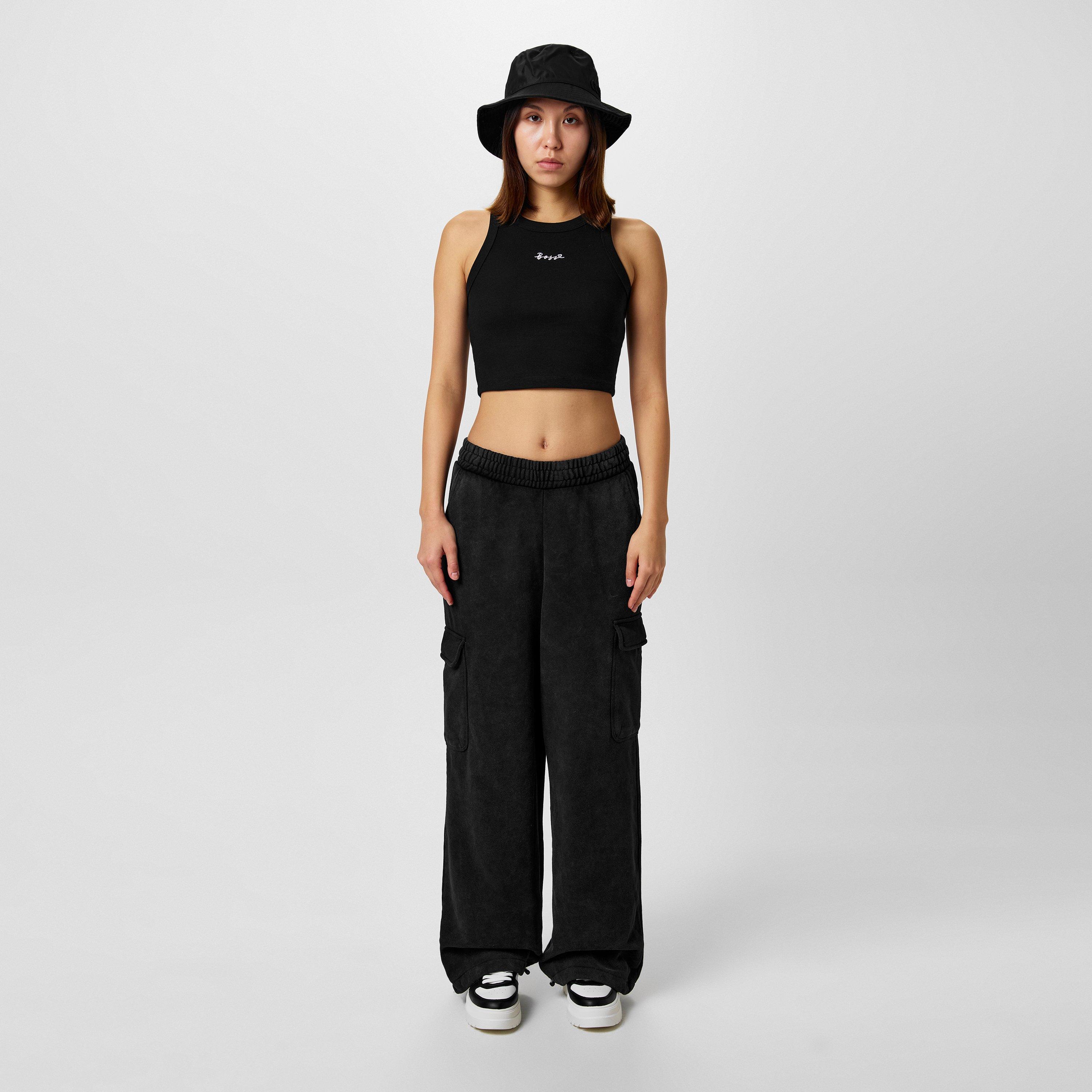 Black 001 - Boss - Women's C Evest Crop Ribbed Structured Vest - 4