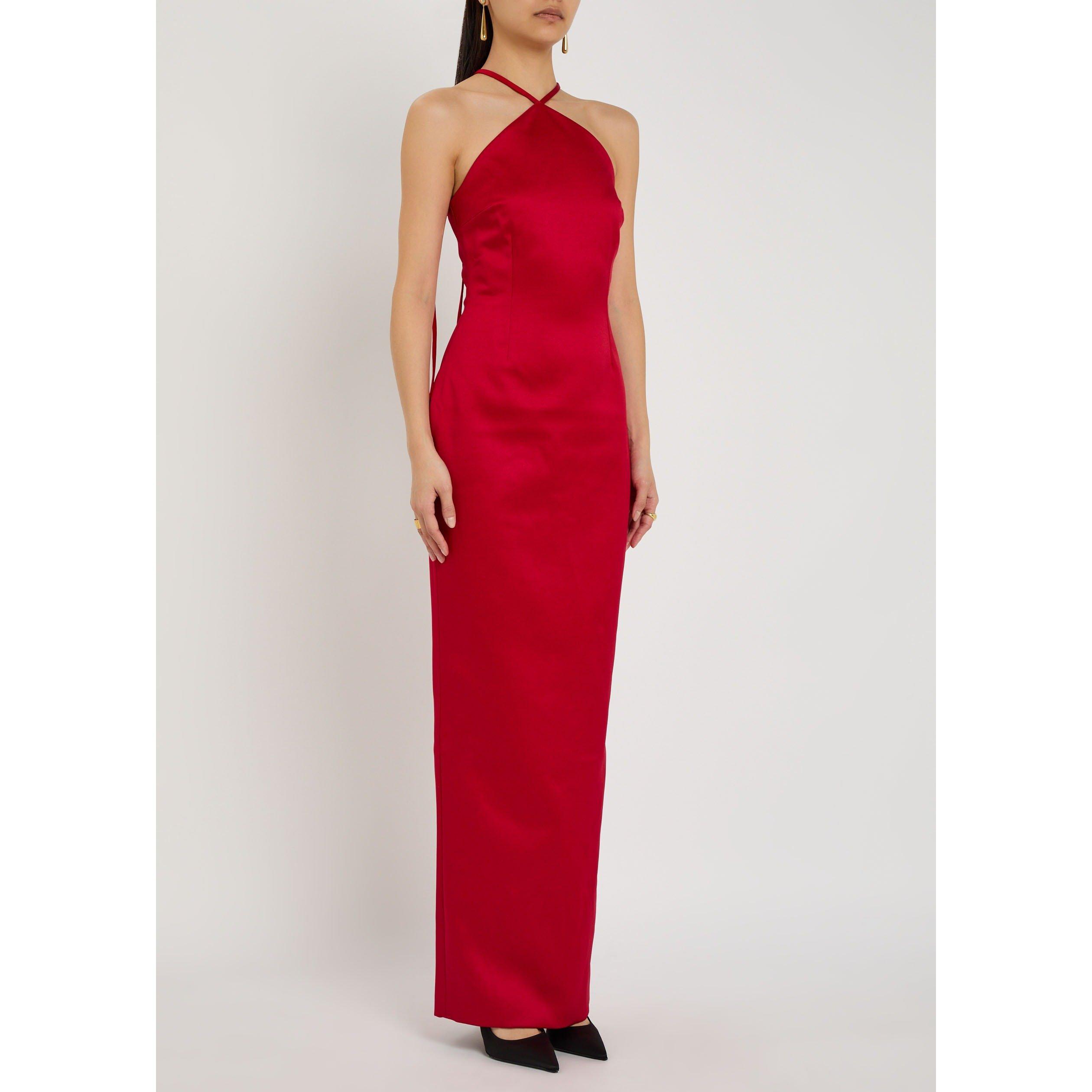 RED - Solace London - Women's Fern Satin Halterneck Maxi Dress - 2