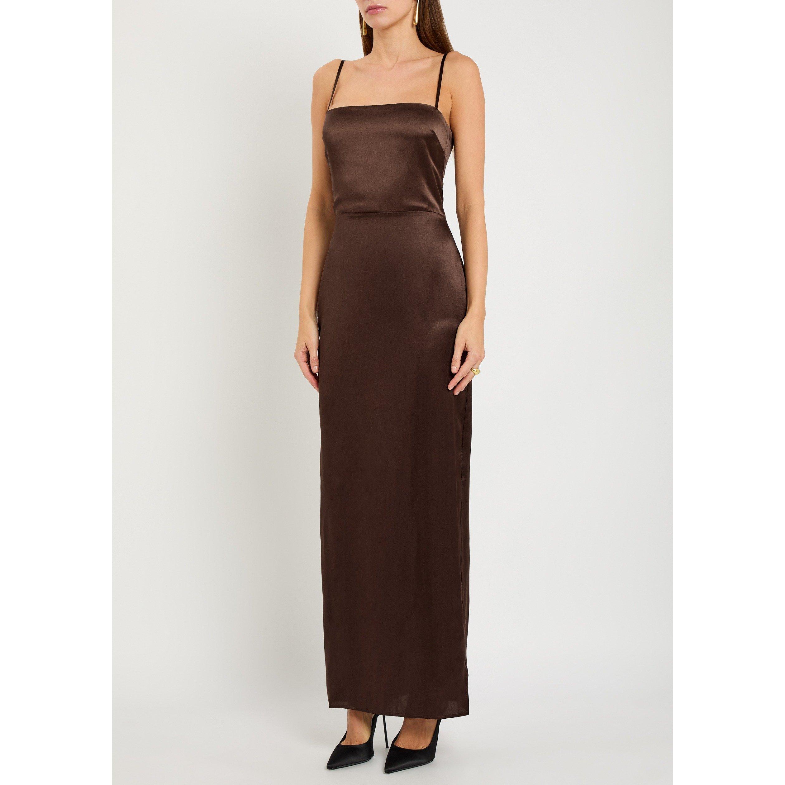 BROWN - Reformation - Women's Frankie Silk Maxi Dress - 2
