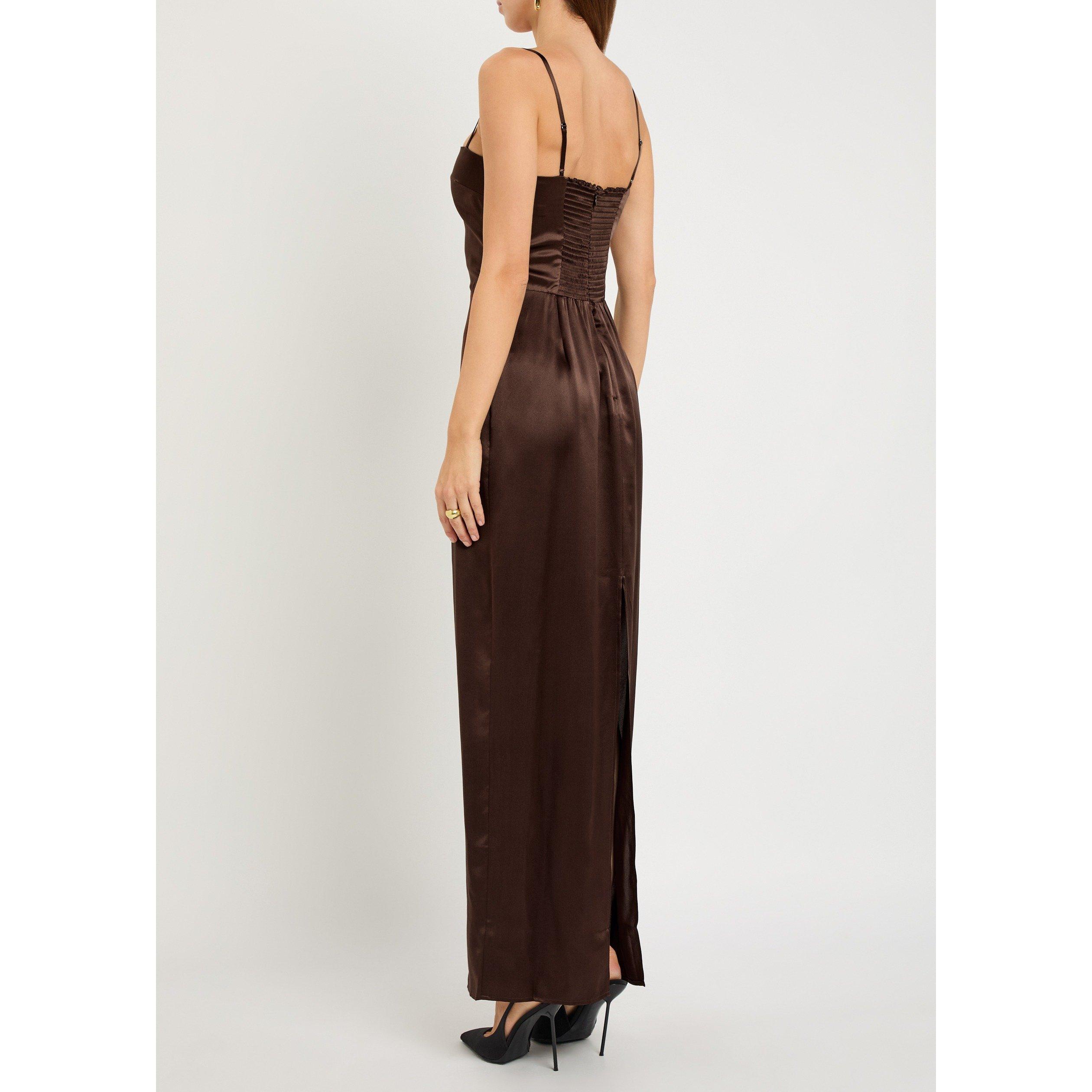 BROWN - Reformation - Women's Frankie Silk Maxi Dress - 3