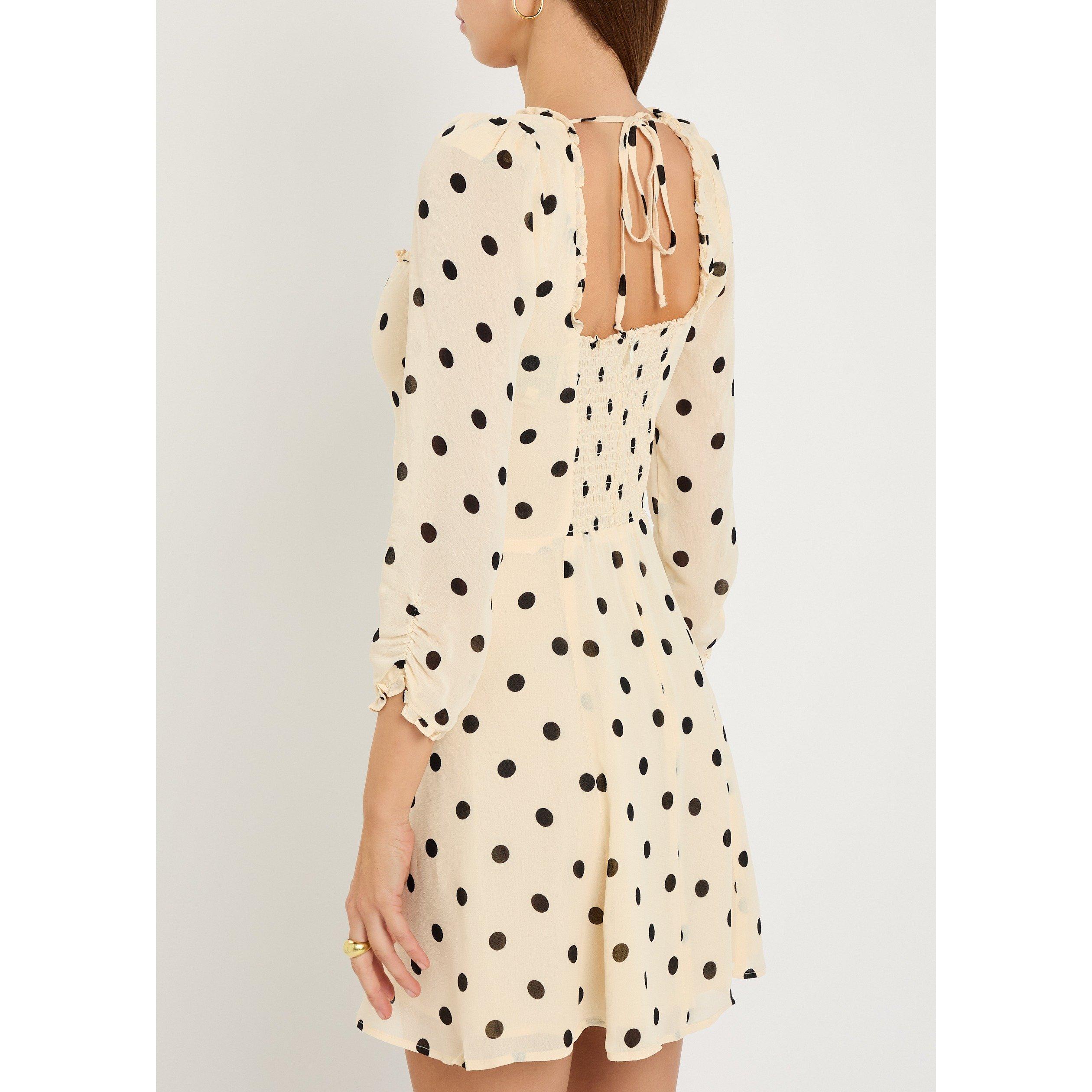 WHITE AND OTHER - Reformation - Women's Remi Polka Dot Mini A Line Dress - 3