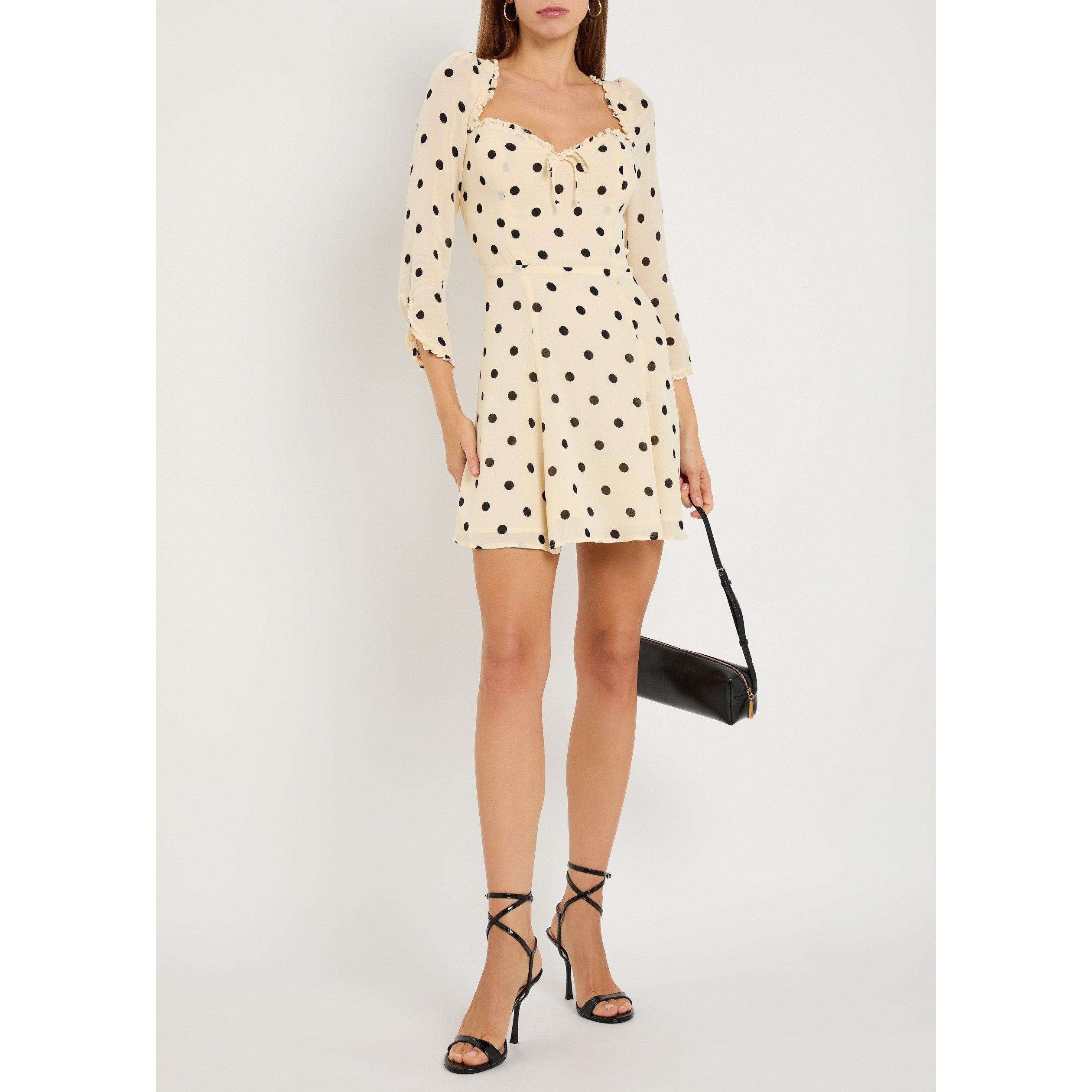 WHITE AND OTHER - Reformation - Women's Remi Polka Dot Mini A Line Dress - 5