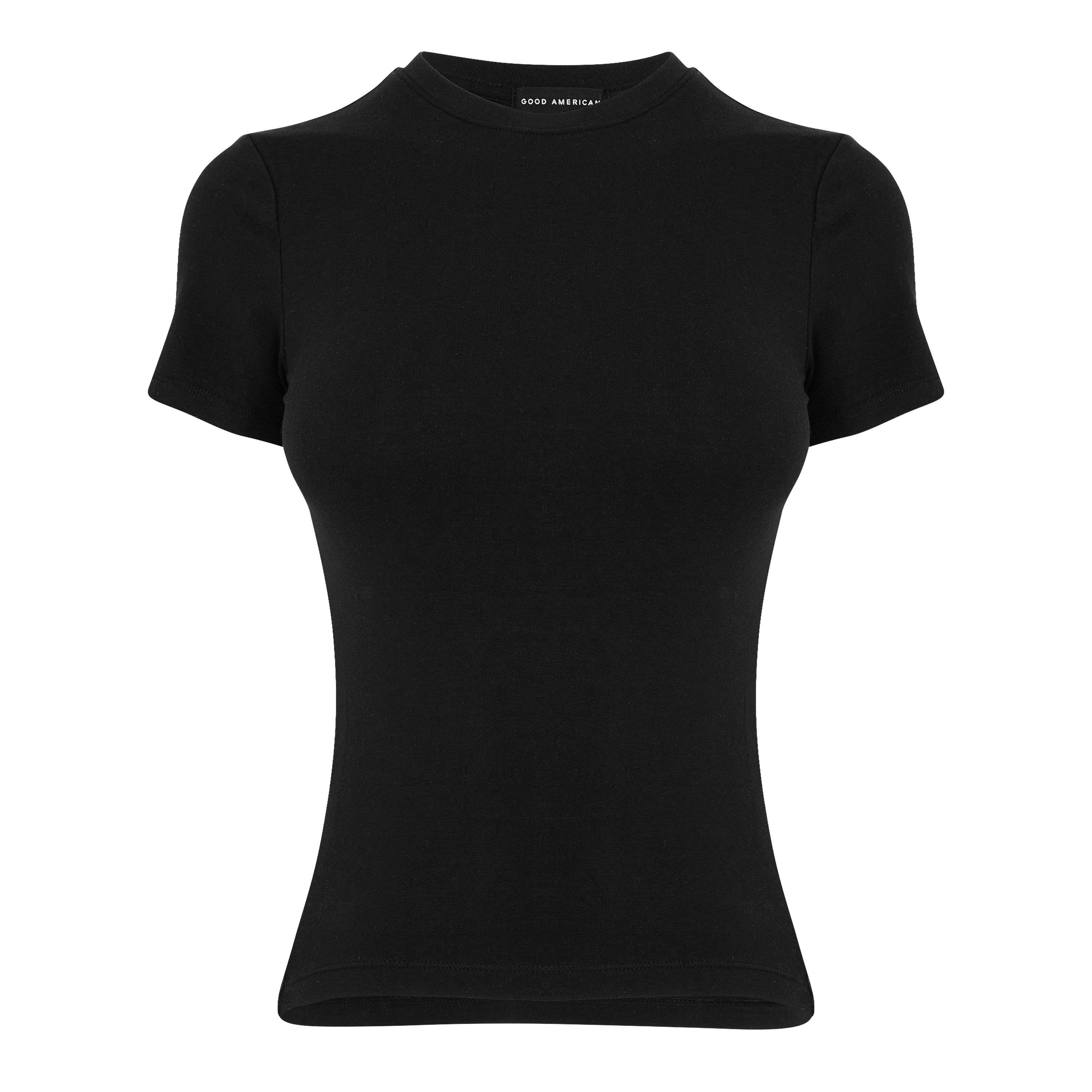 Black 001 - Good American - Women's Cropped Baby Slim Fit T-Shirt - 4