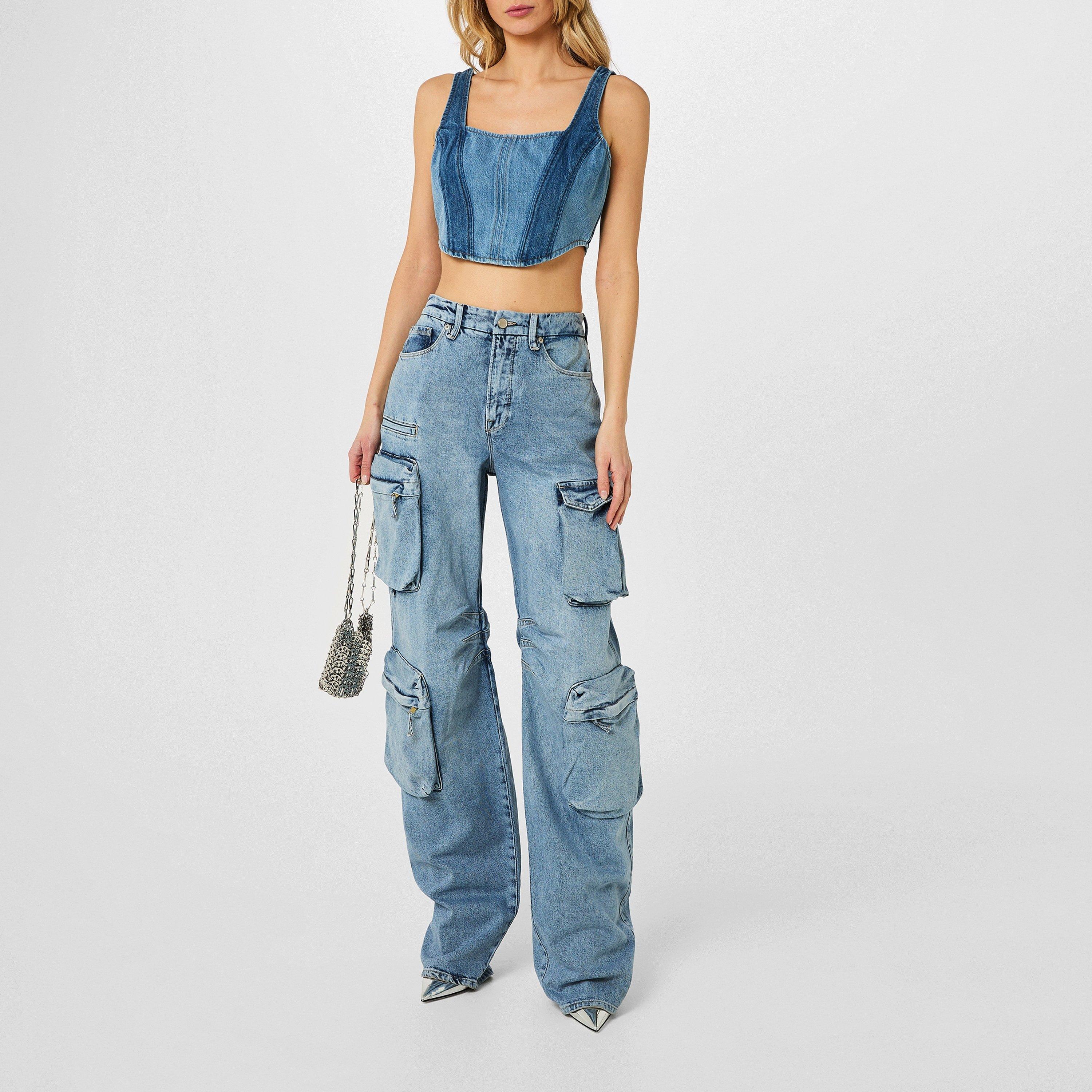 Indigo 301 - Good American - Denim-Blend Cargo Jeans - 2