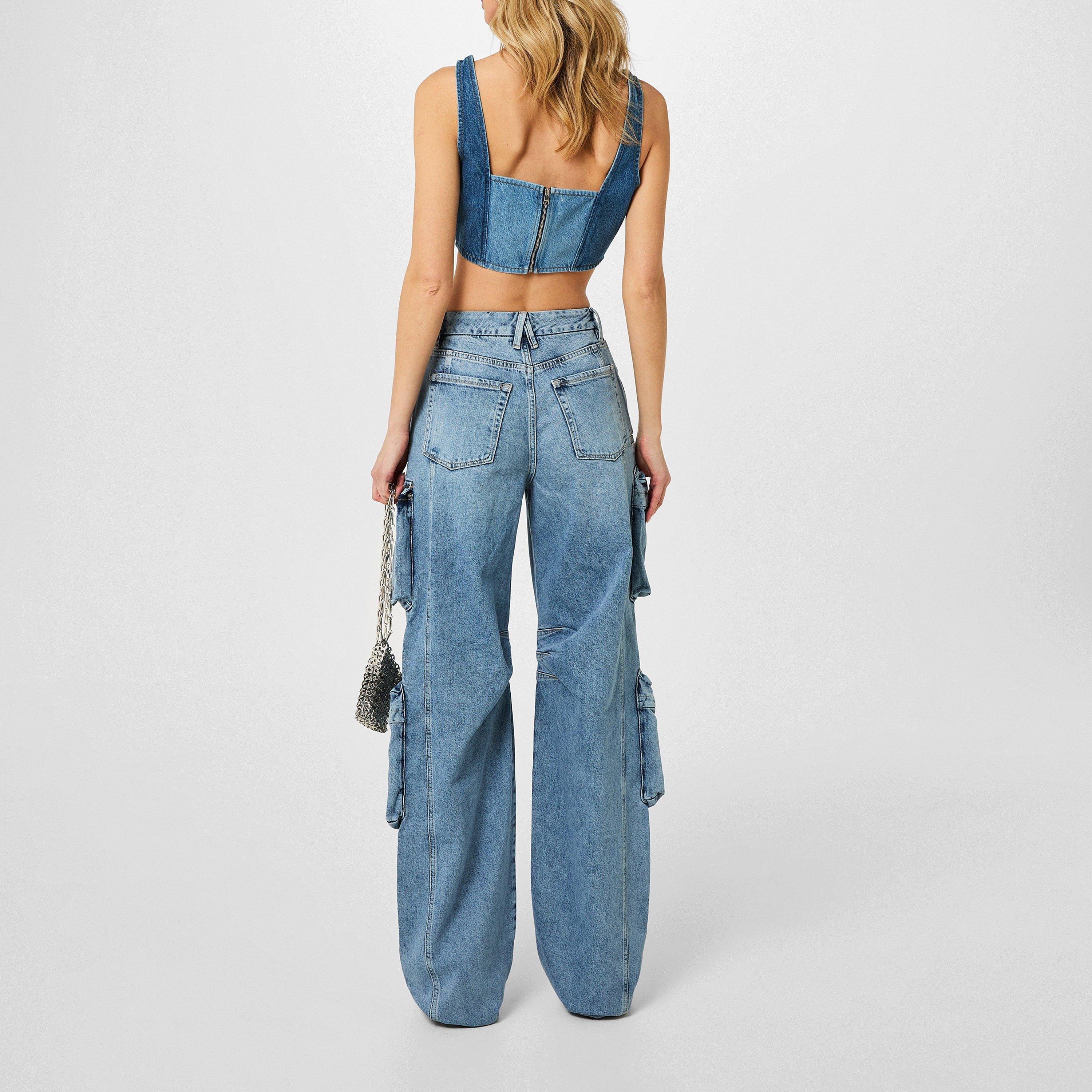 Indigo 301 - Good American - Denim-Blend Cargo Jeans - 3