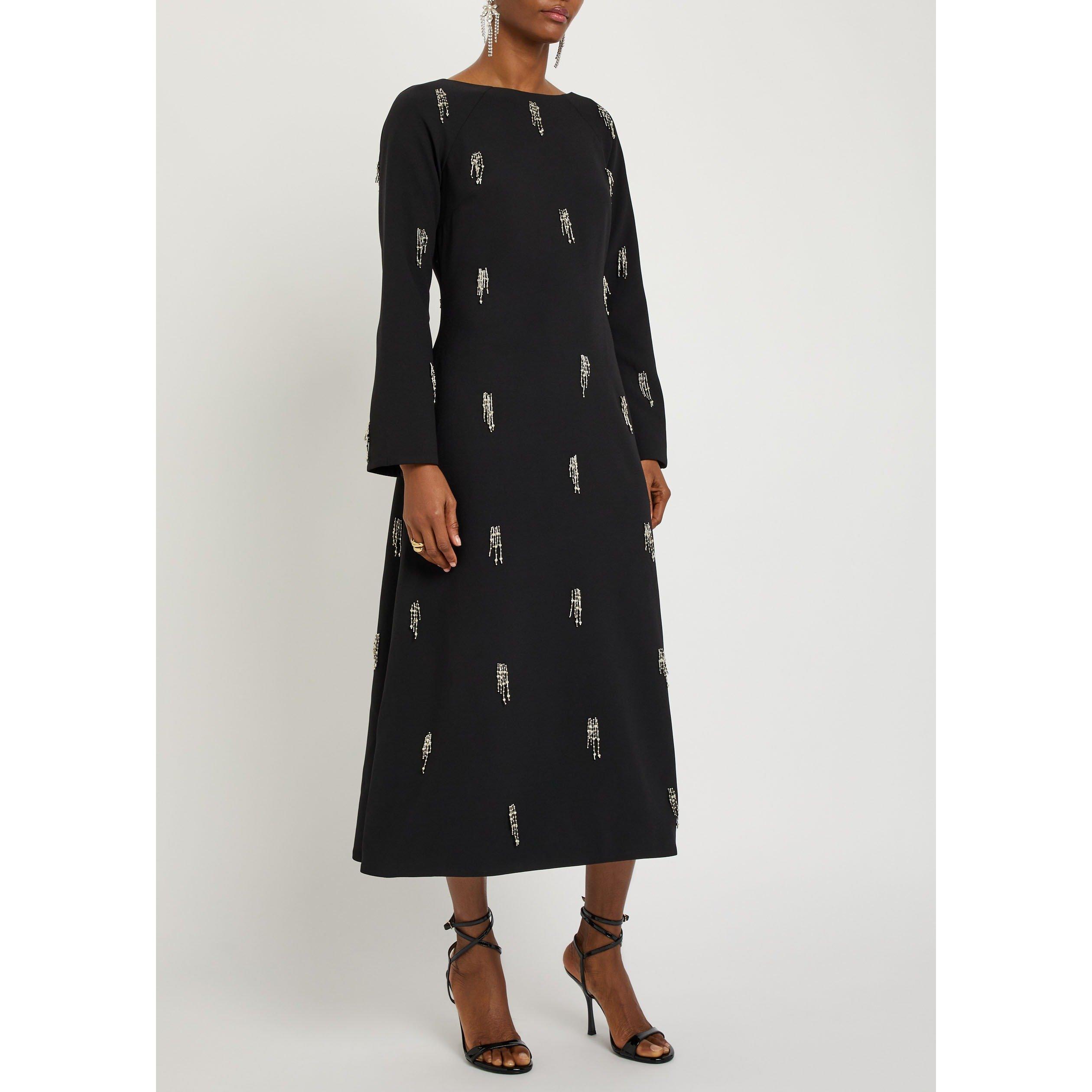 BLACK - Jonathan Simkhai - Women's Coretta Midi Crepe A-Line Dress - 2