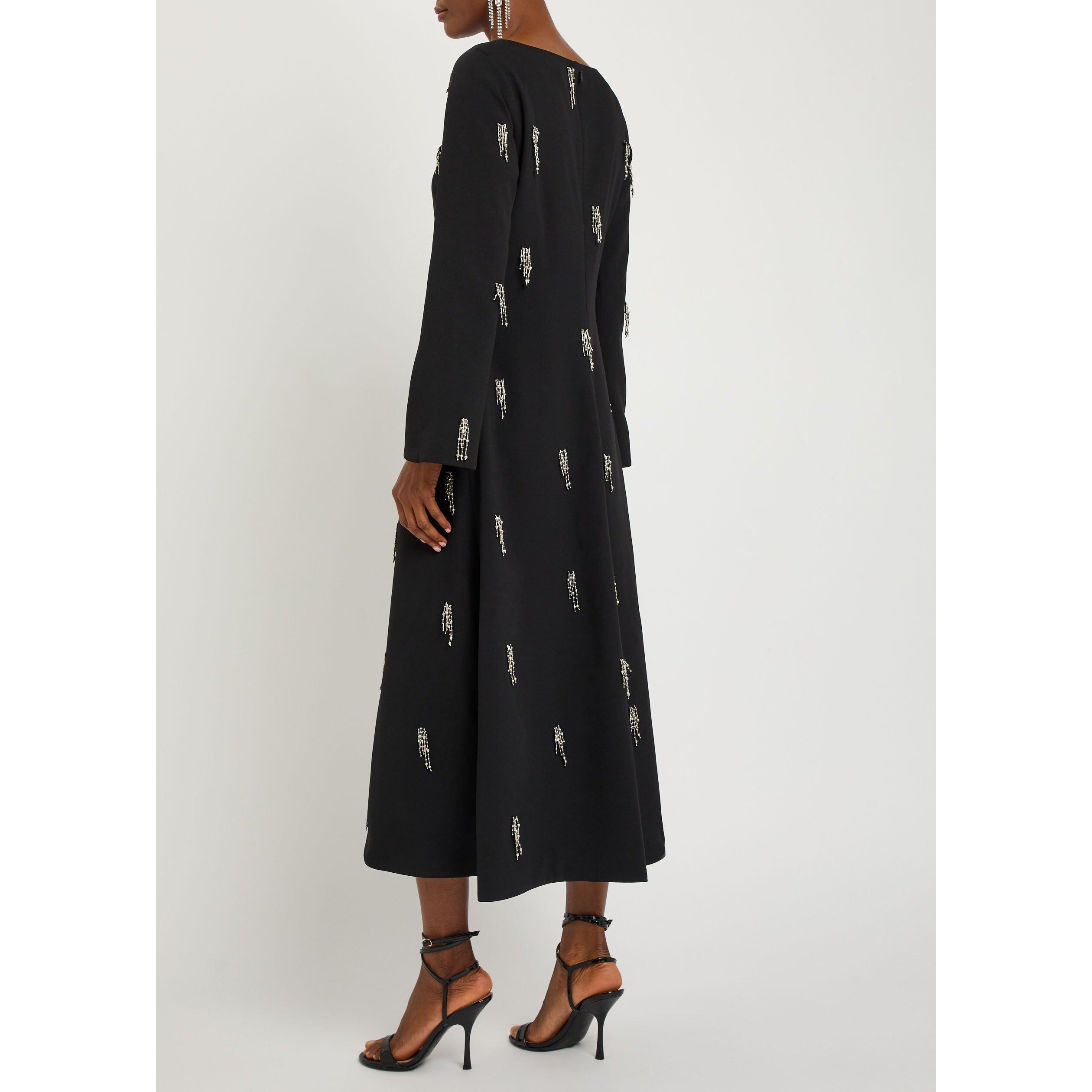 BLACK - Jonathan Simkhai - Women's Coretta Midi Crepe A-Line Dress - 3