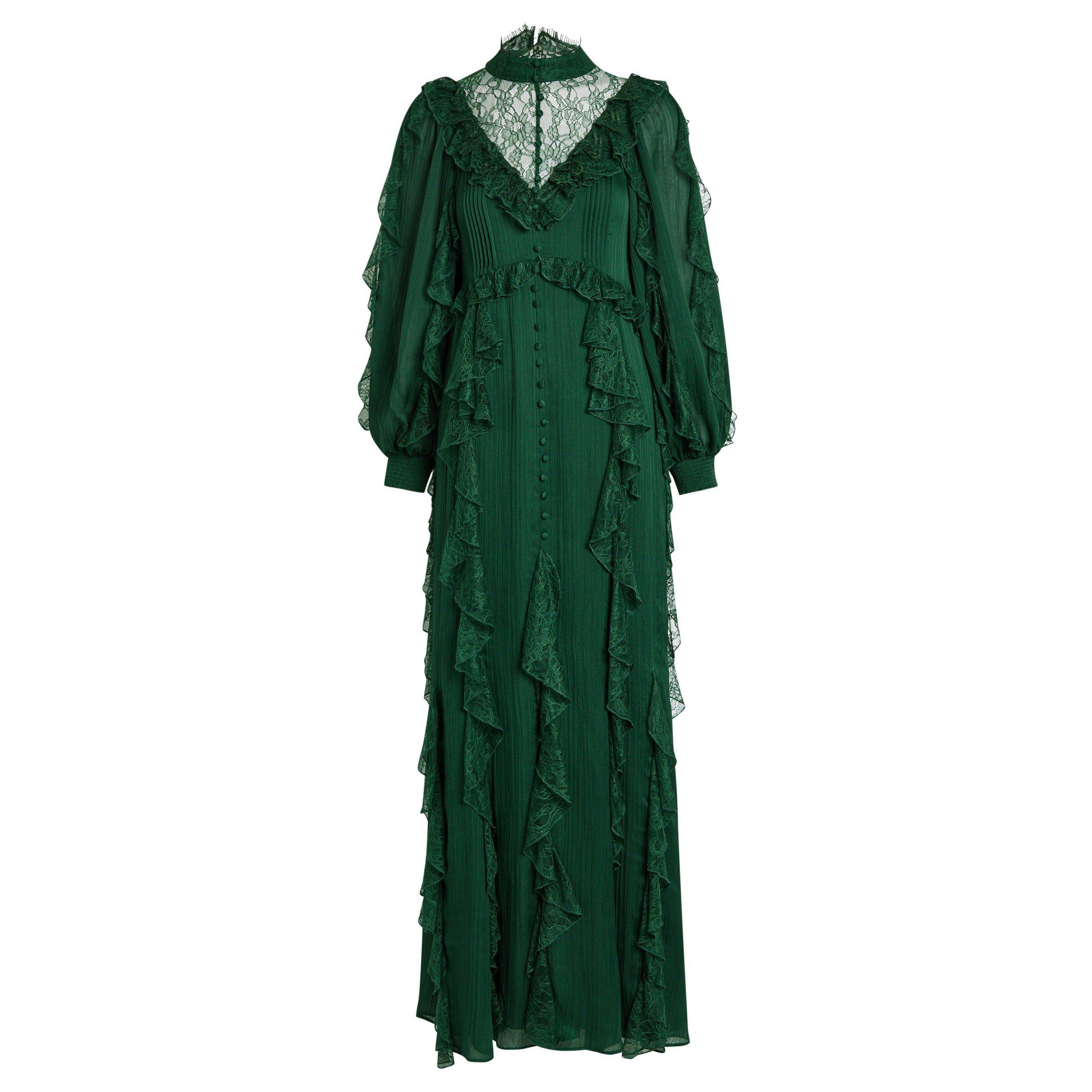 GREEN AND OTHER - Alice And Olivia - LD ELEA BLSN SLV RUFL MAXI DRS - 1