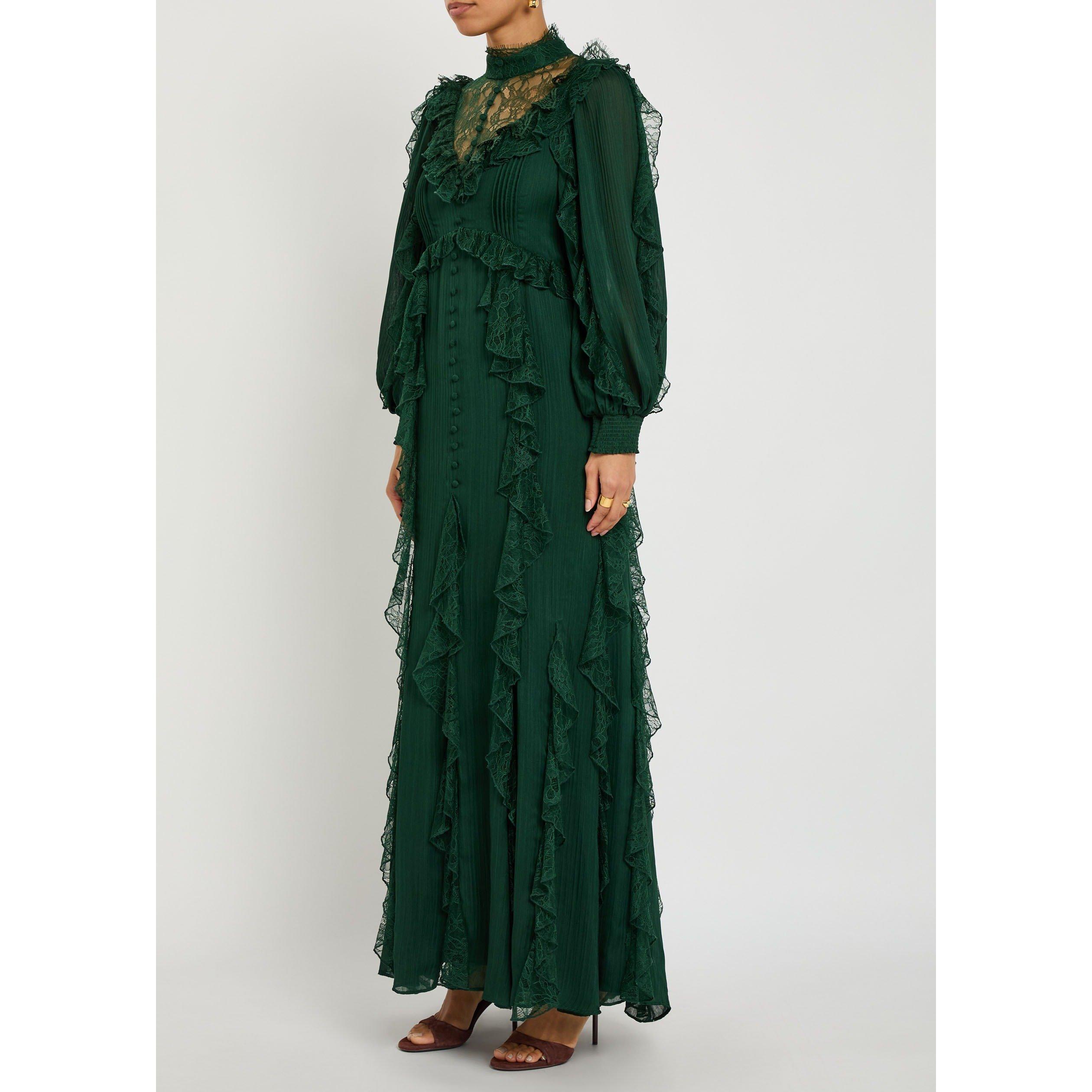 GREEN AND OTHER - Alice And Olivia - LD ELEA BLSN SLV RUFL MAXI DRS - 2