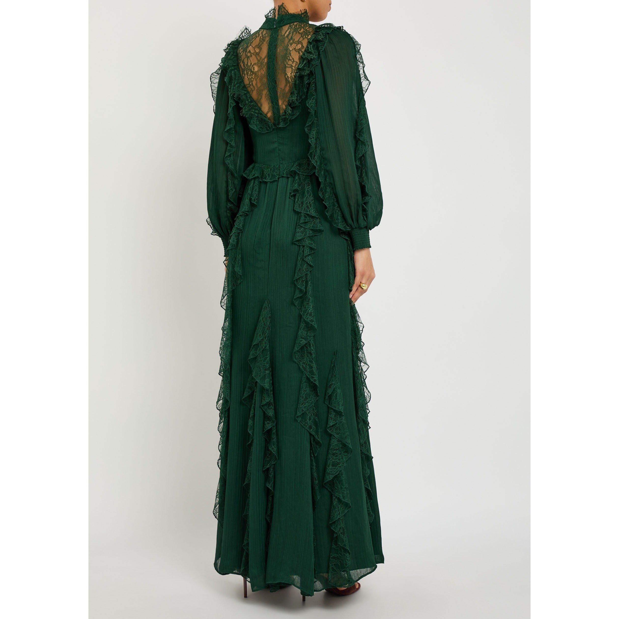 GREEN AND OTHER - Alice And Olivia - LD ELEA BLSN SLV RUFL MAXI DRS - 3