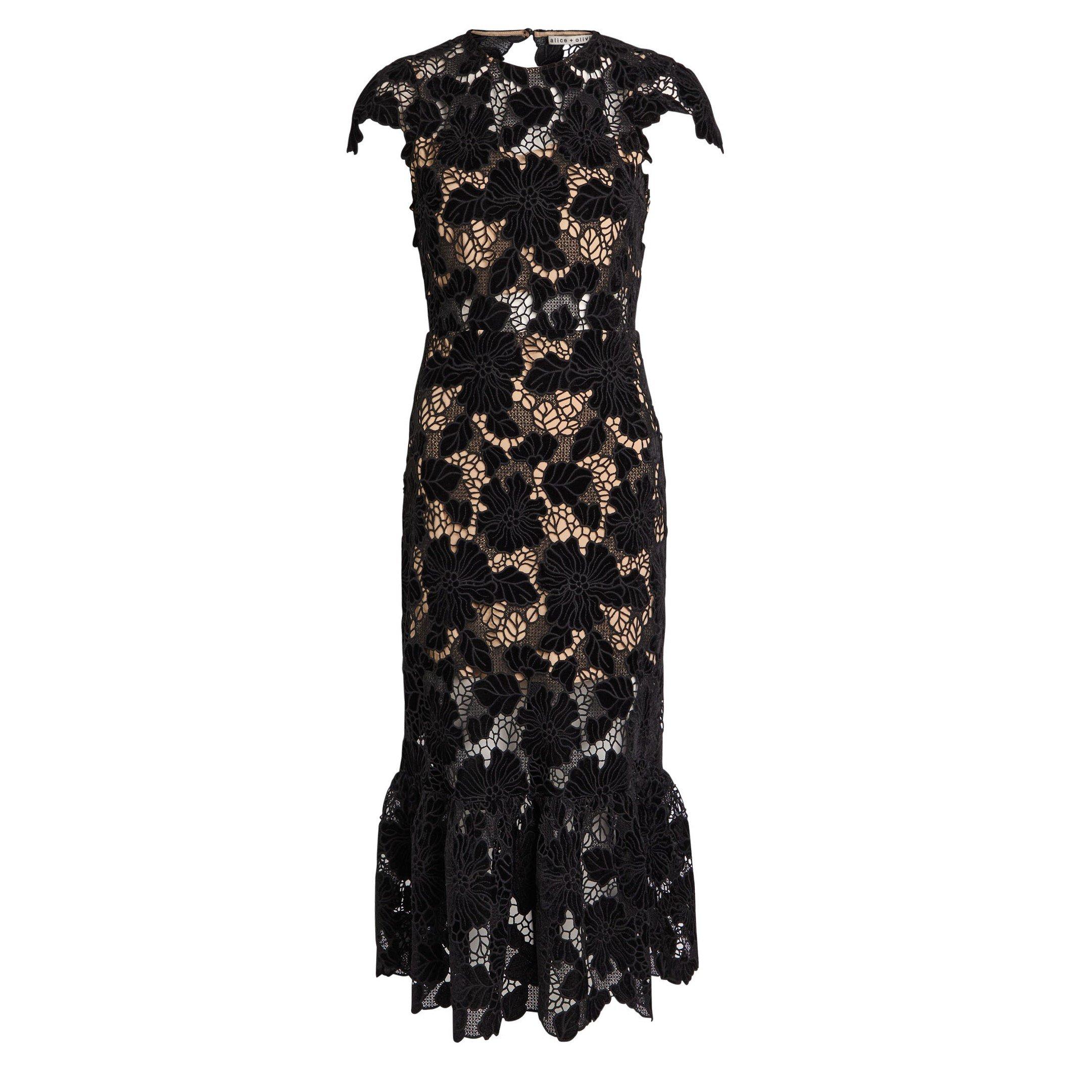 BLACK - Alice And Olivia - SD CLOVER OPEN BACK MIDI DRESS - 1