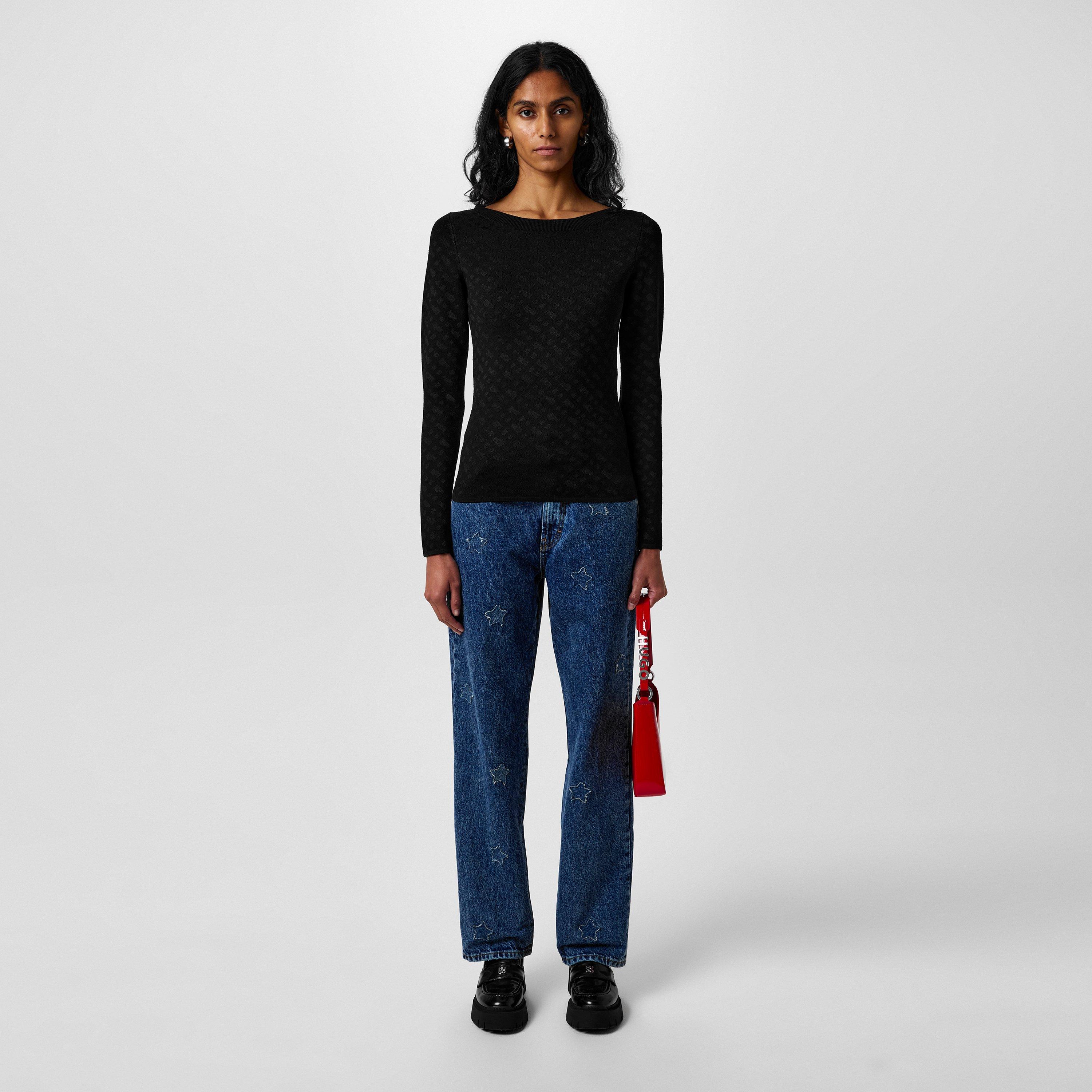 Open Misc - Boss - Women's Ferenti Knitted Top, Two-tone Jacquard Pattern - 4