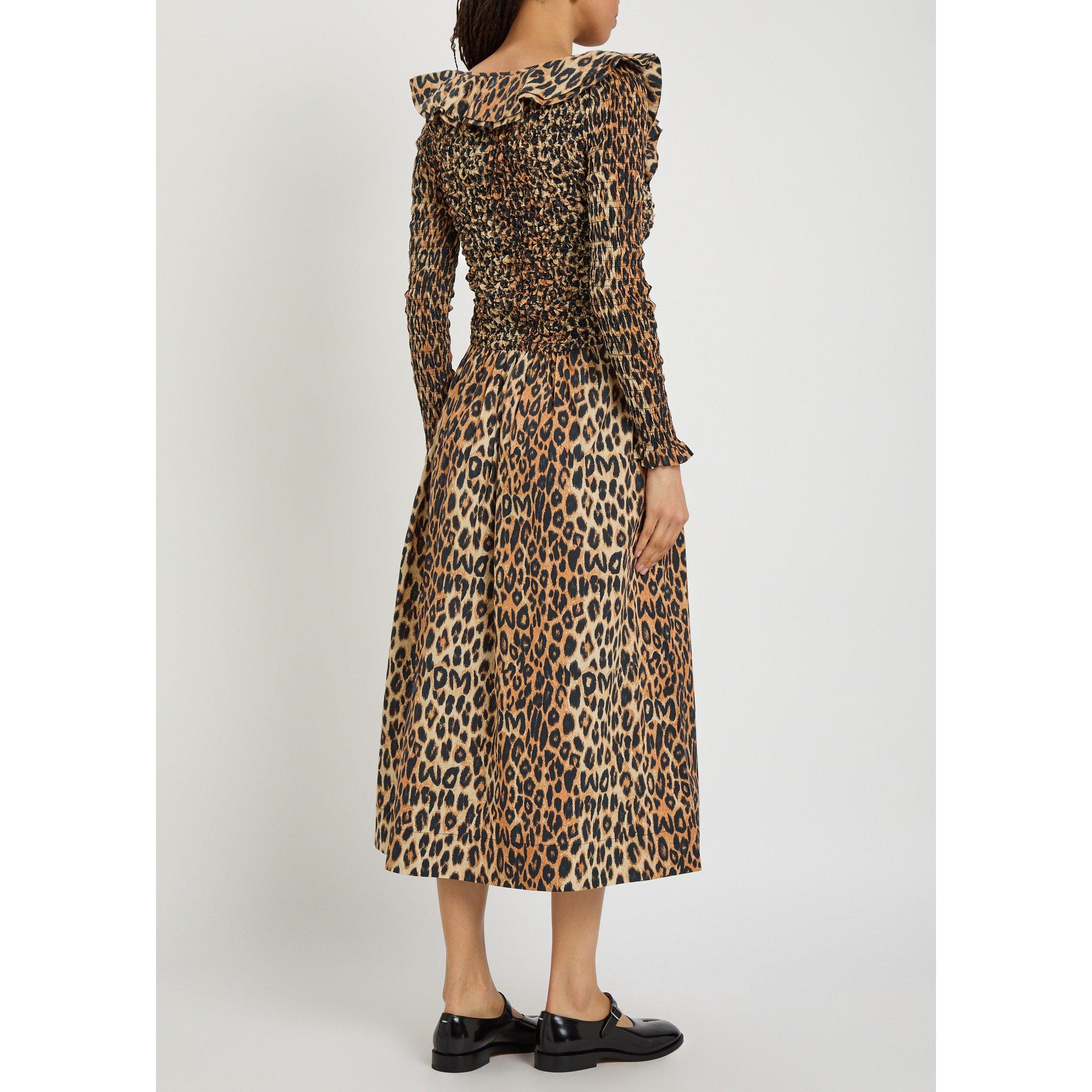 LEOPARD - Damson Madder - LD HARPER SHIRRED MIDI DRESS - 3