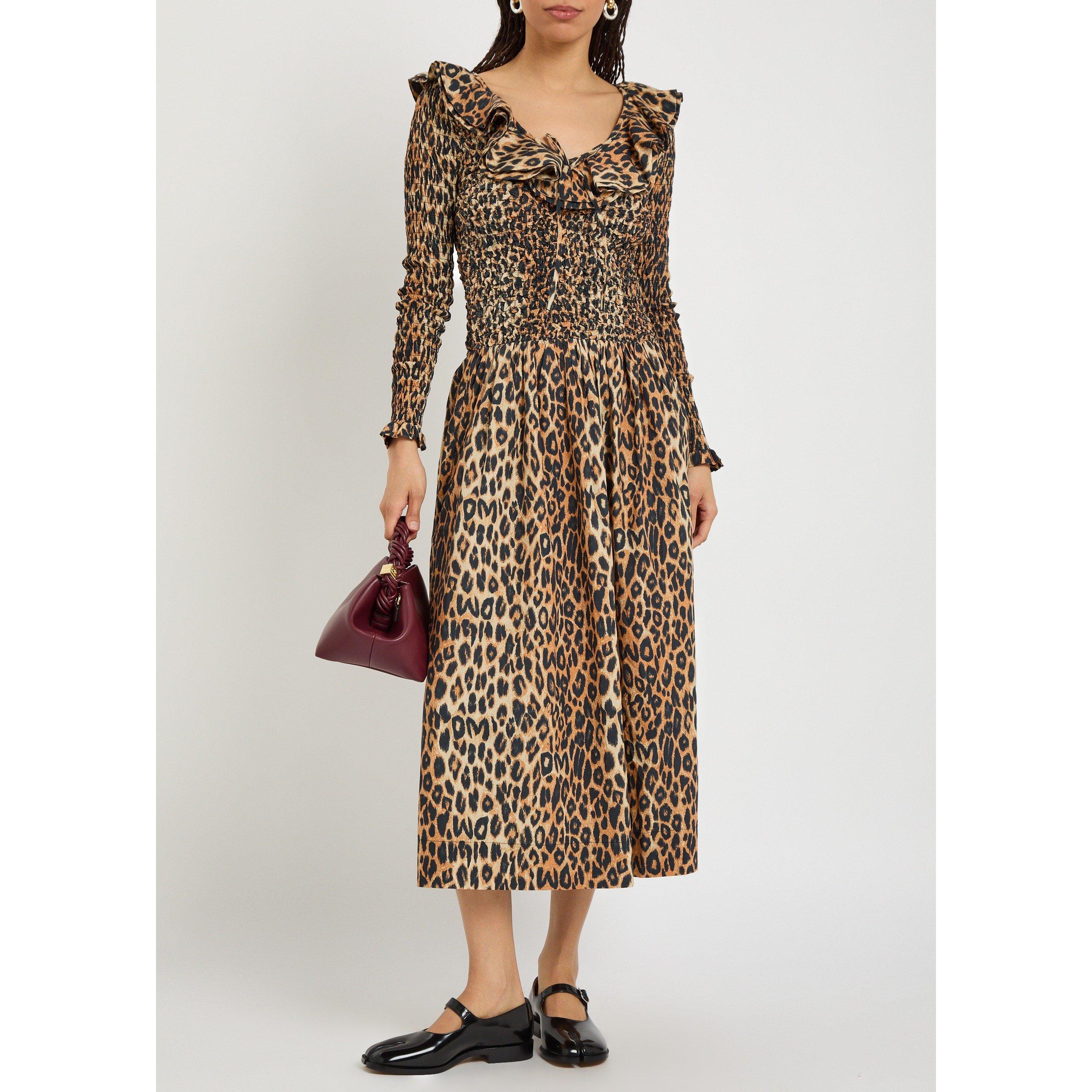LEOPARD - Damson Madder - LD HARPER SHIRRED MIDI DRESS - 5
