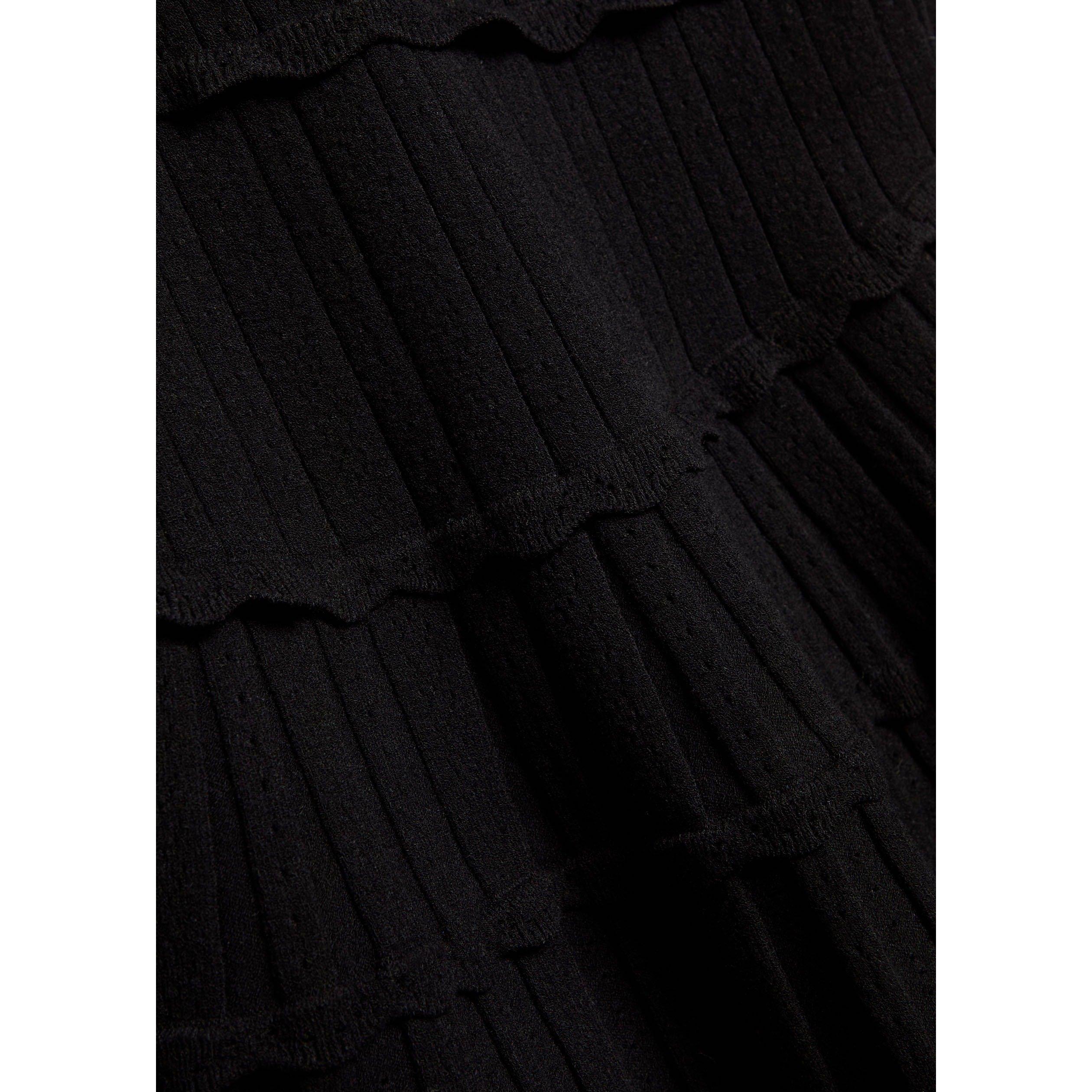 BLACK - LoveshackFancy - Women's Long-Sleeve Pointelle Viscose Mini Dress - 4