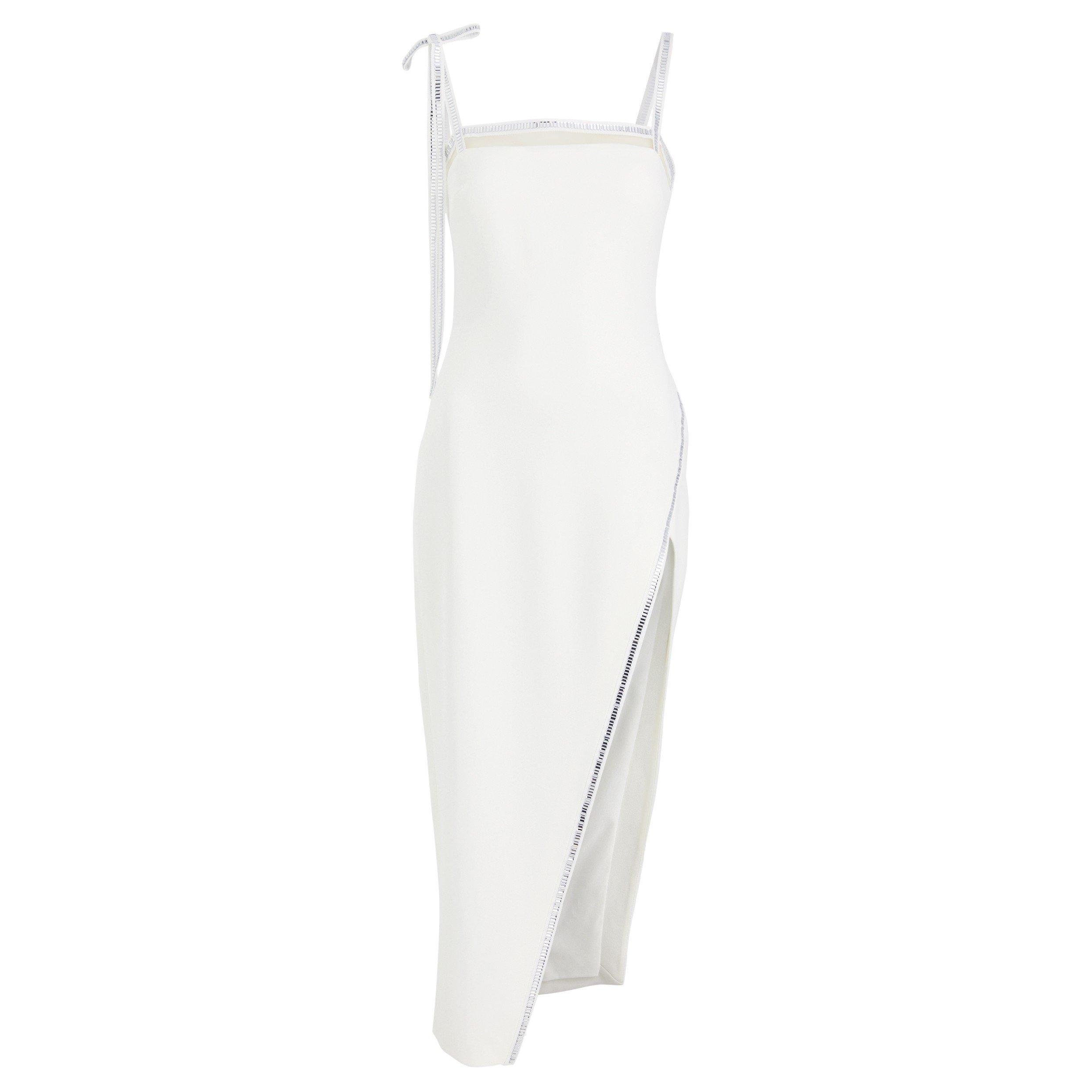 WHITE - David Koma - CRYSTAL TRIM DETAIL MIDI DRESS