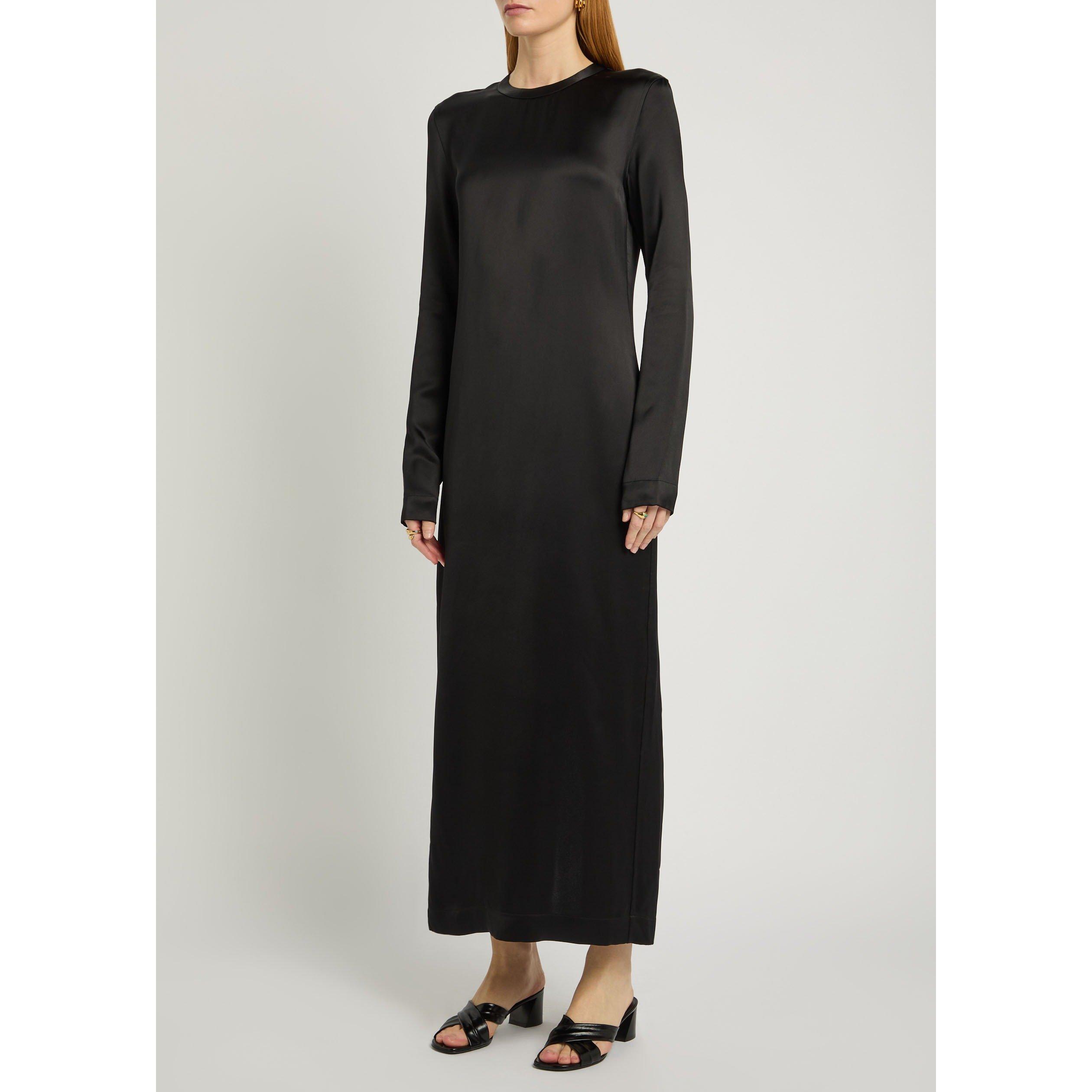 BLACK - Toteme - Women's Satin Long-Sleeve T-Shirt Dress - 2