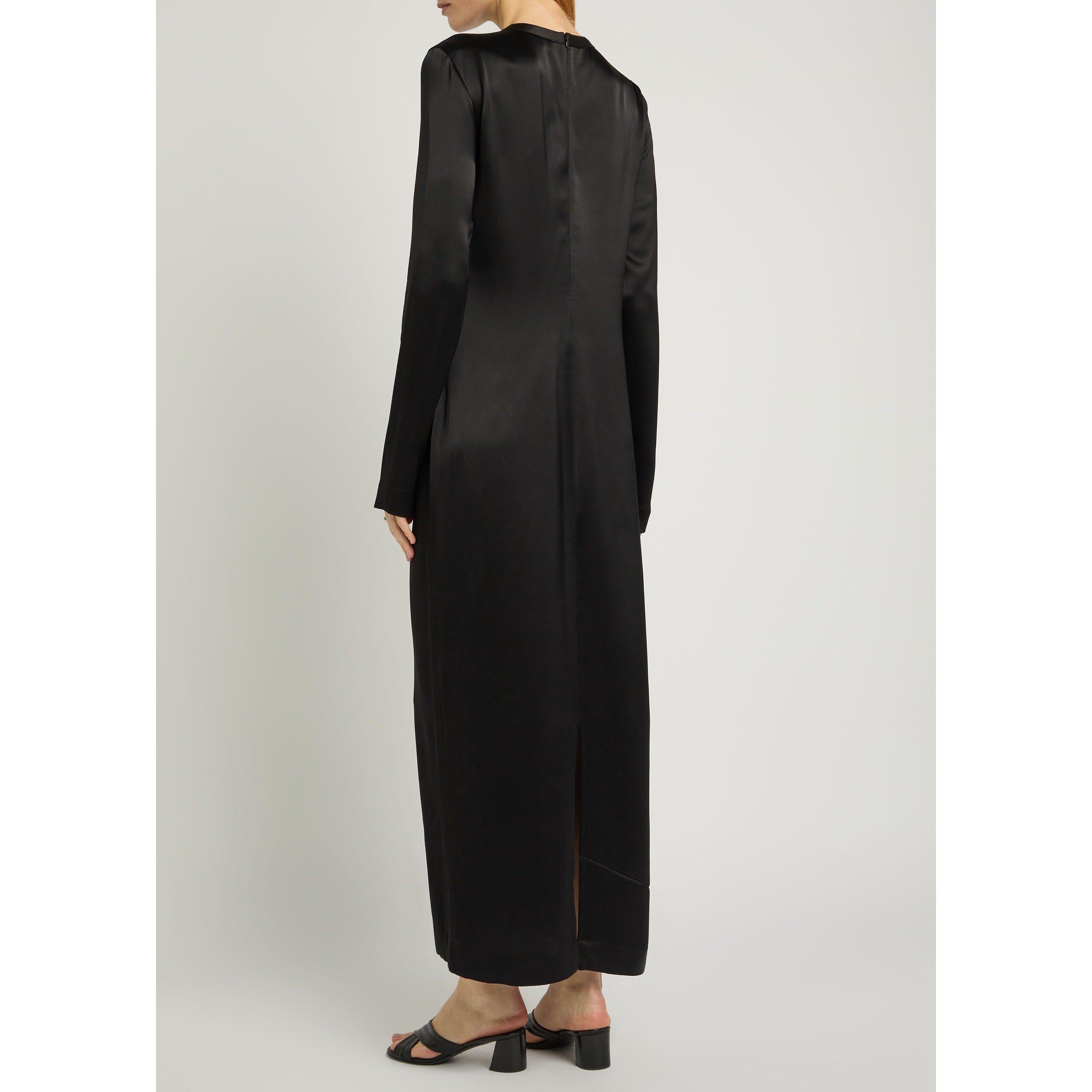 BLACK - Toteme - Women's Satin Long-Sleeve T-Shirt Dress - 3