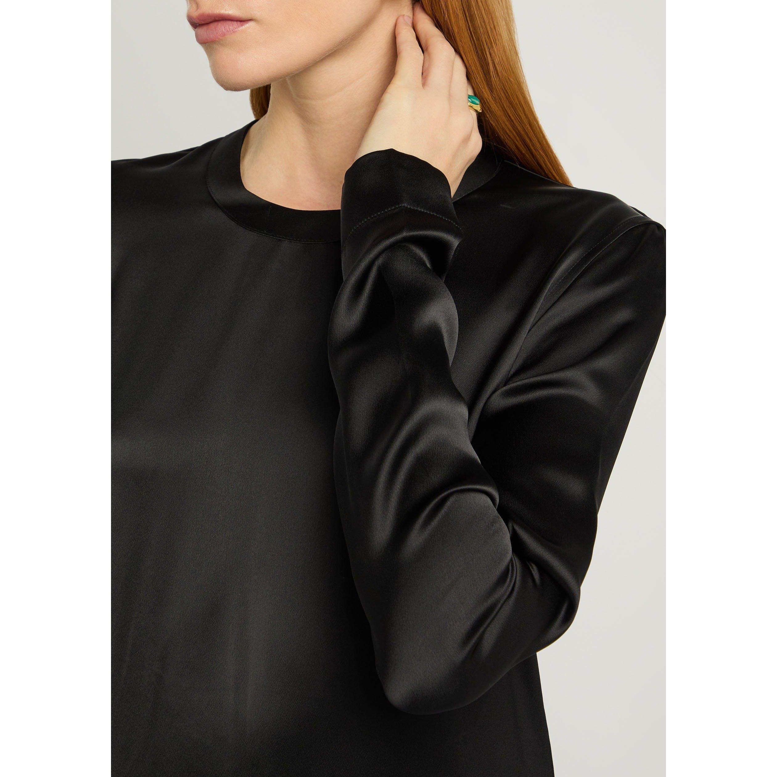 BLACK - Toteme - Women's Satin Long-Sleeve T-Shirt Dress - 4
