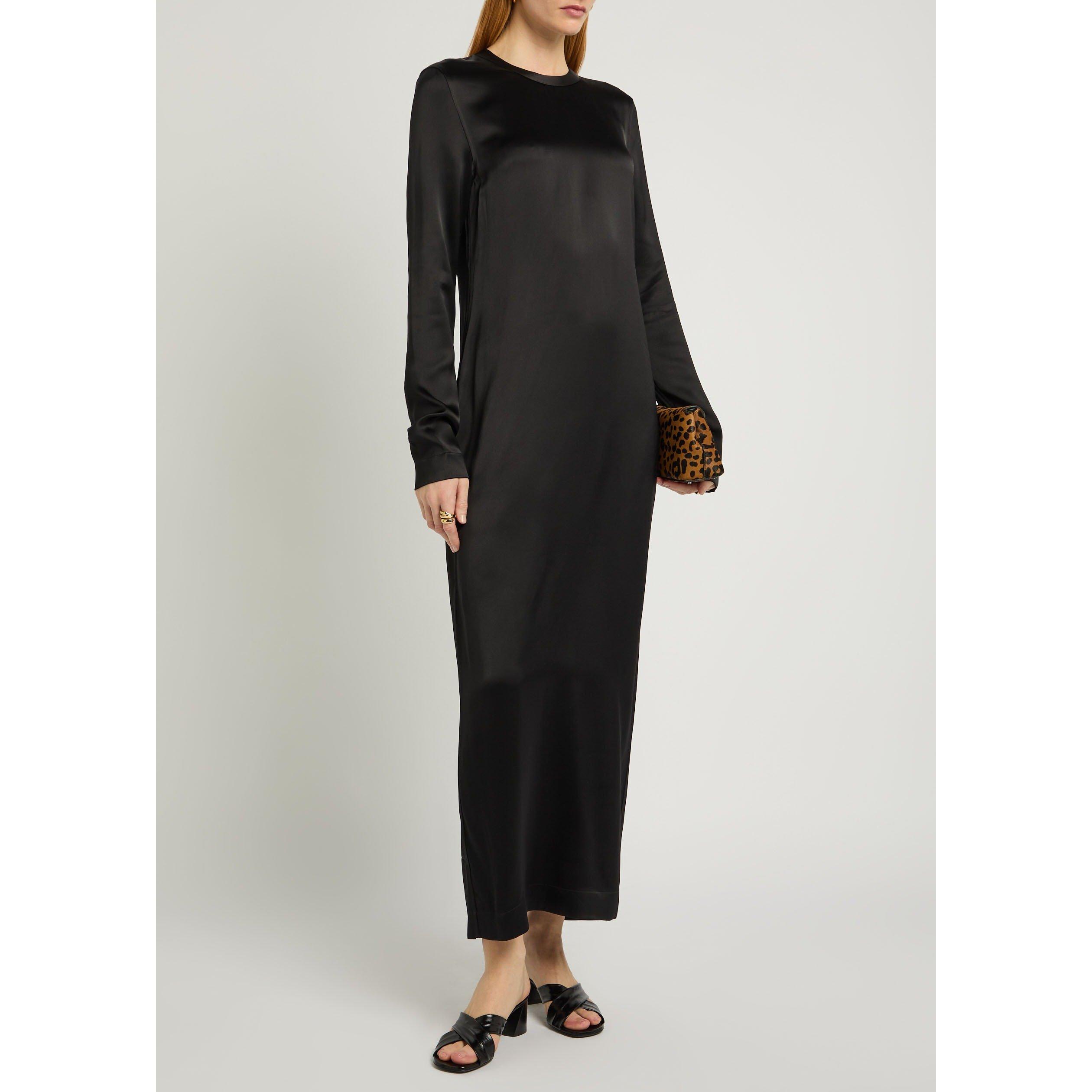 BLACK - Toteme - Women's Satin Long-Sleeve T-Shirt Dress - 5