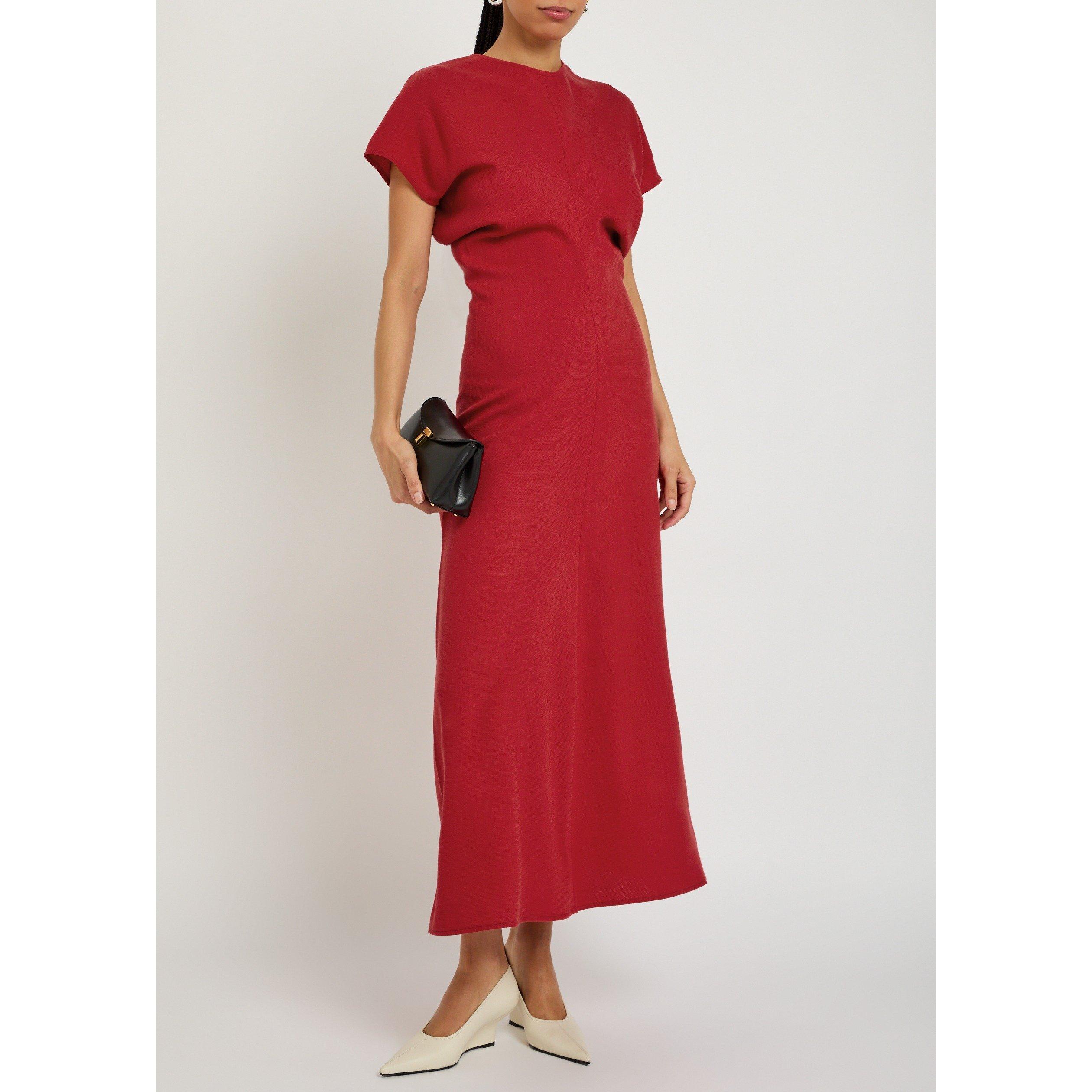 RED - Toteme - SLOUCH WAIST WOOL DRESS - 5
