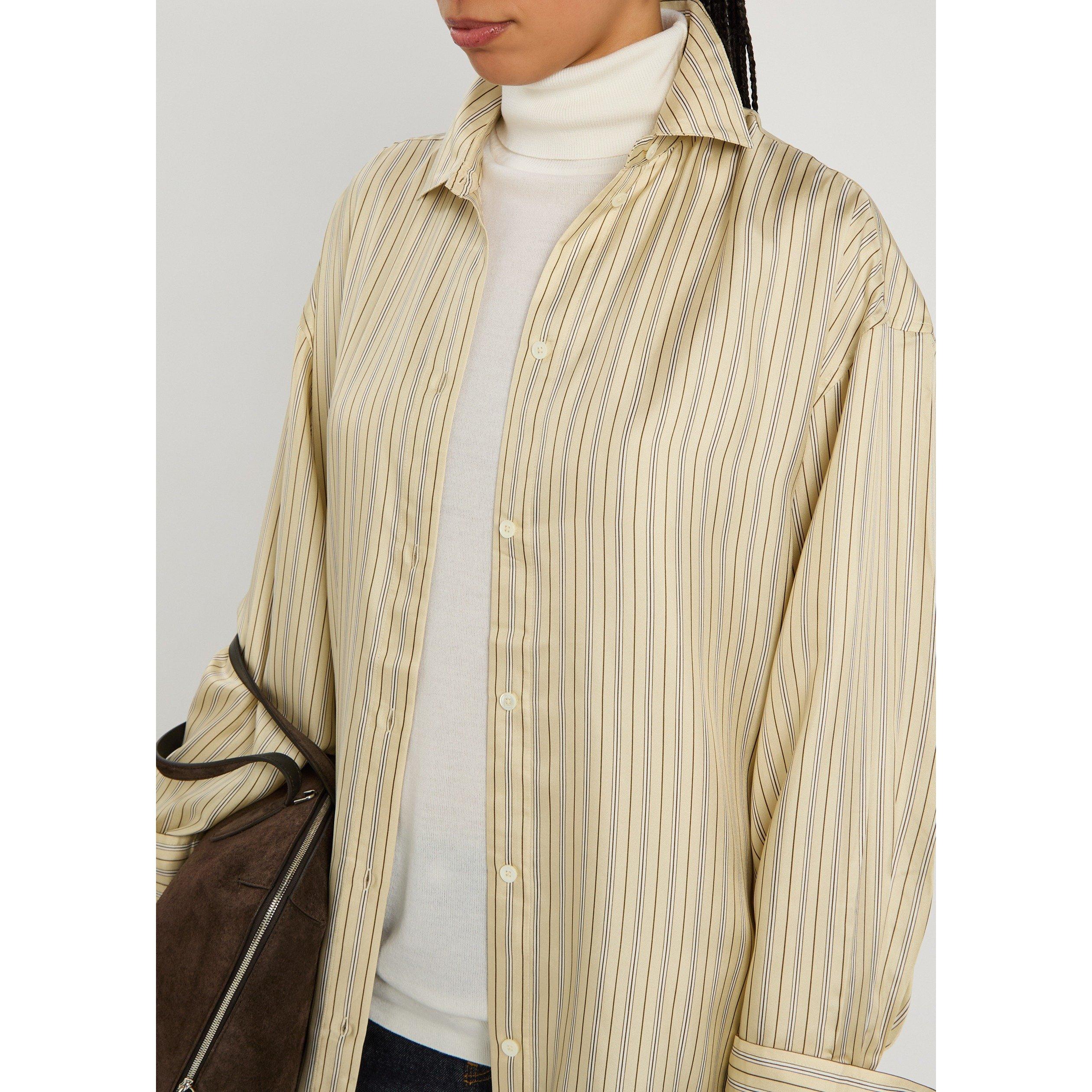 BEIGE AND OTHER - Toteme - Women's Oversized Striped Silk Shirt - 4