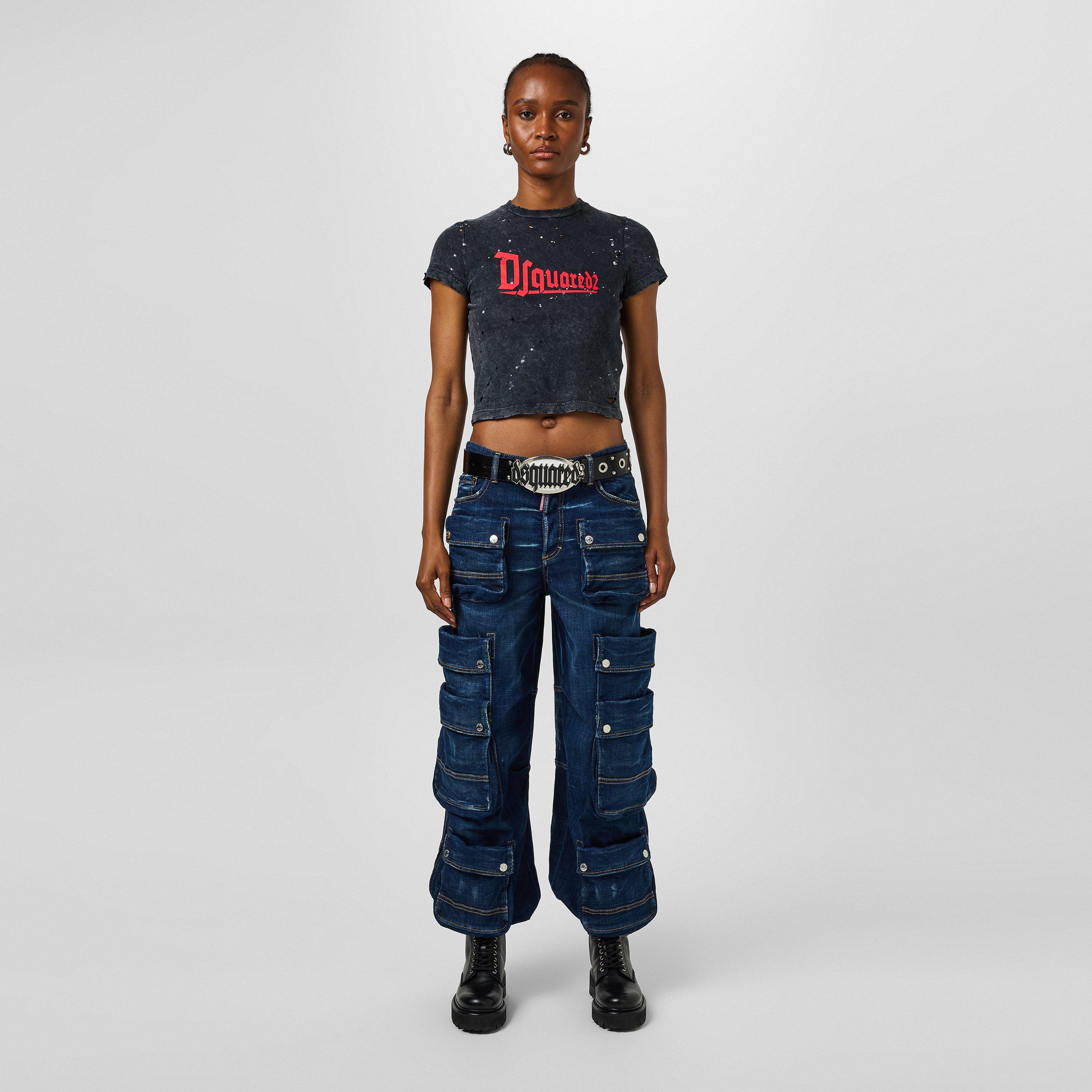 Navy Blue - DSquared2 - Denim Cargo Trousers - 4
