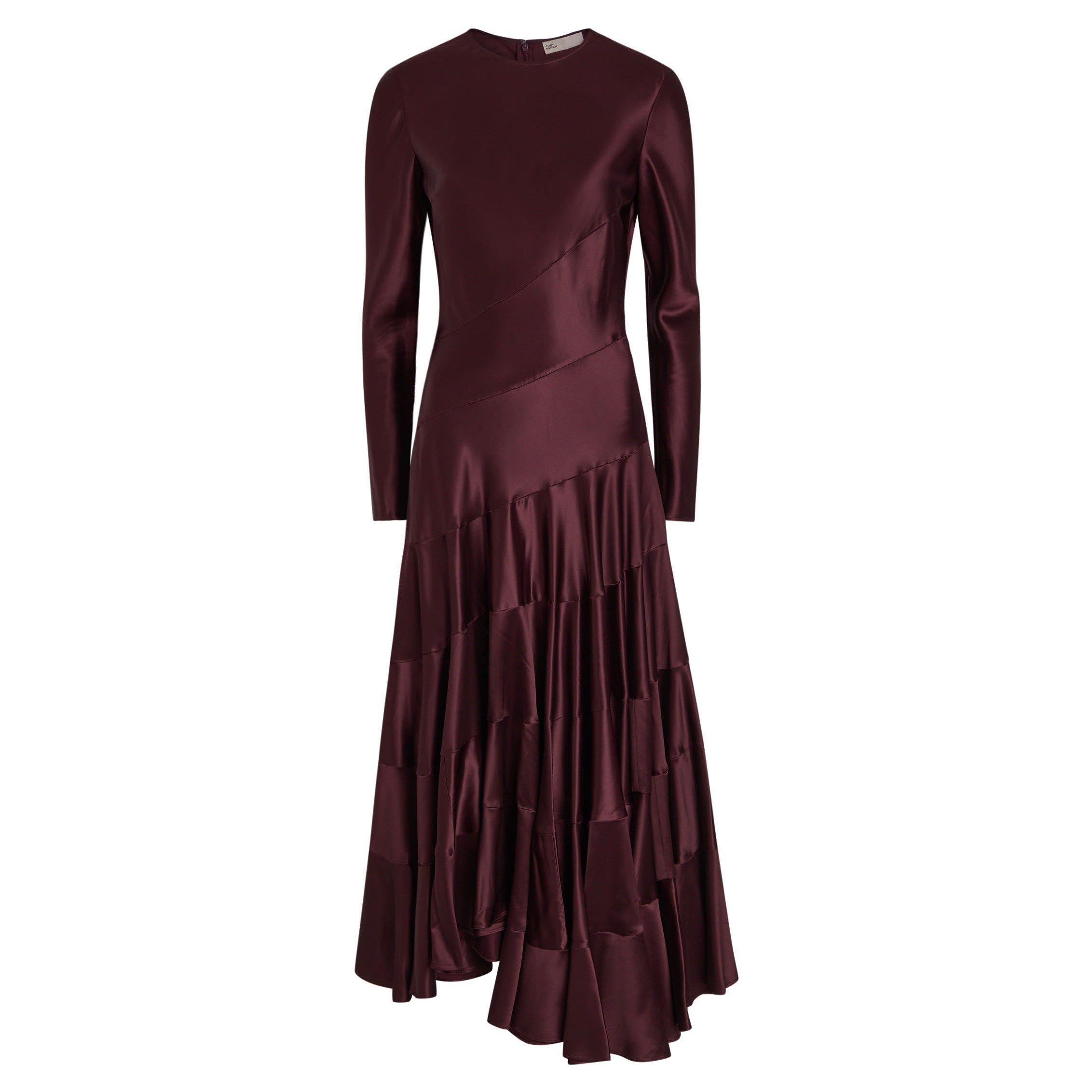 DARK RED - Tory Burch - SD ASYMMETRIC VISCOSE DRESS