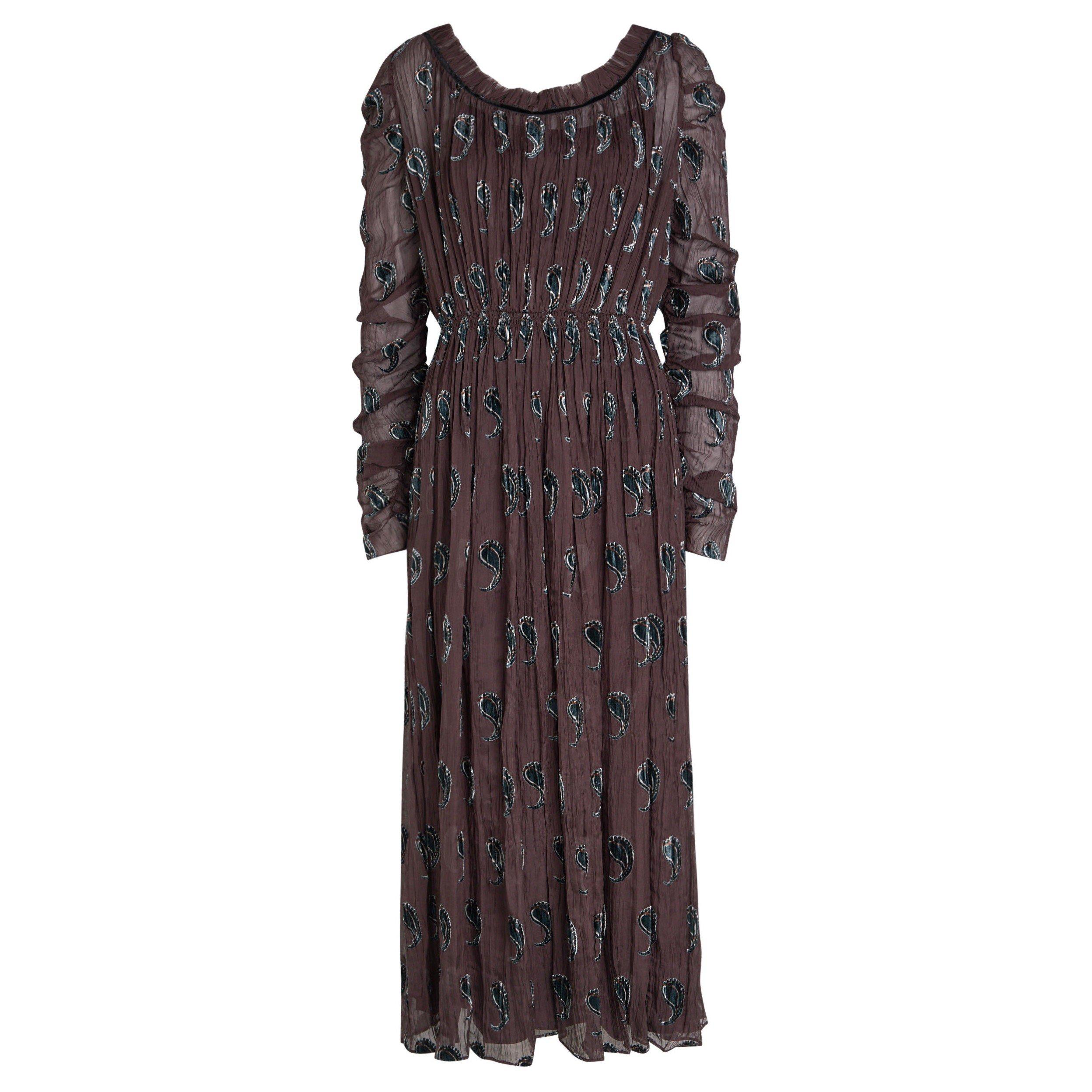 BROWN AND OTHER - Tory Burch - Women's Ruched Velvet Maxi Dress - 1