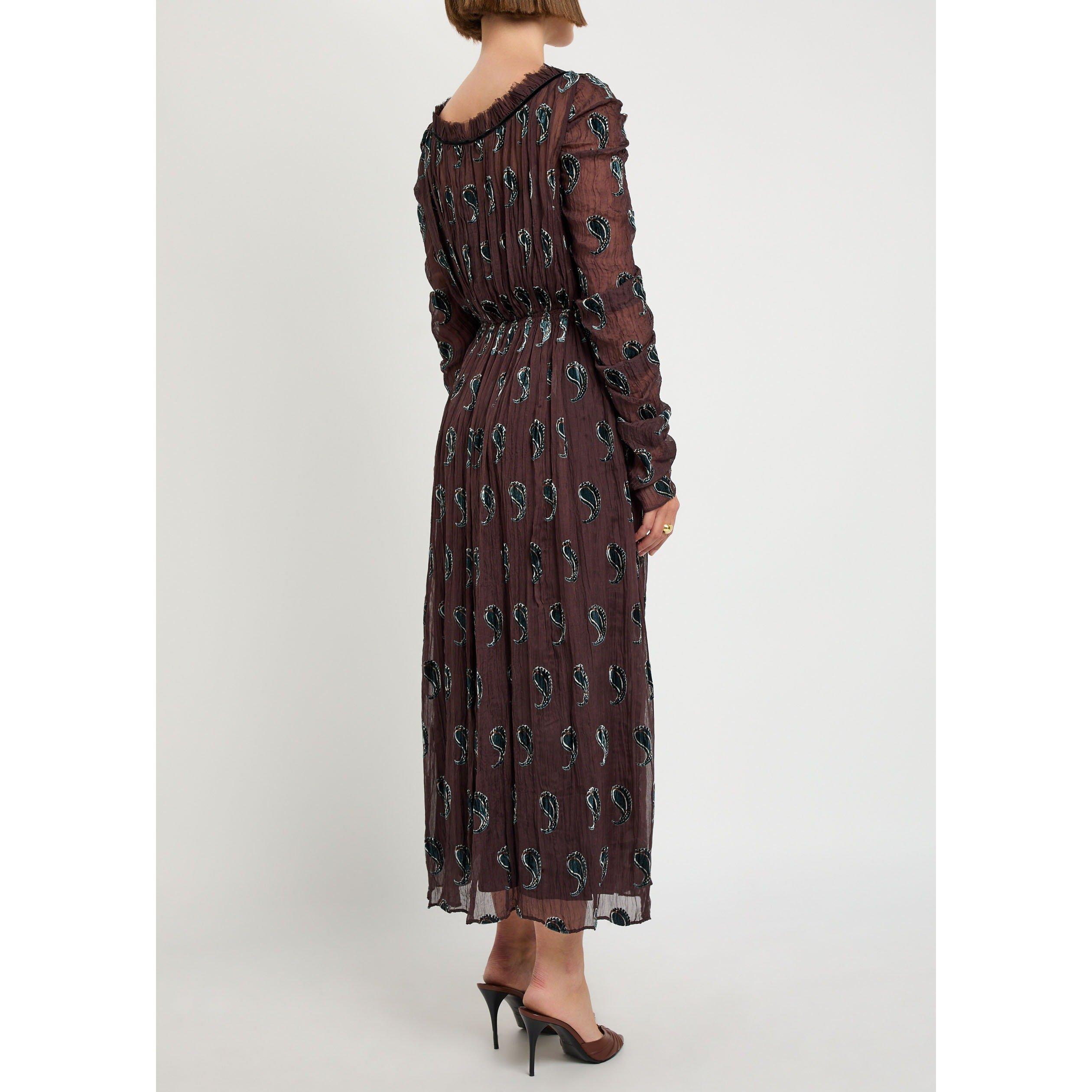 BROWN AND OTHER - Tory Burch - Women's Ruched Velvet Maxi Dress - 3