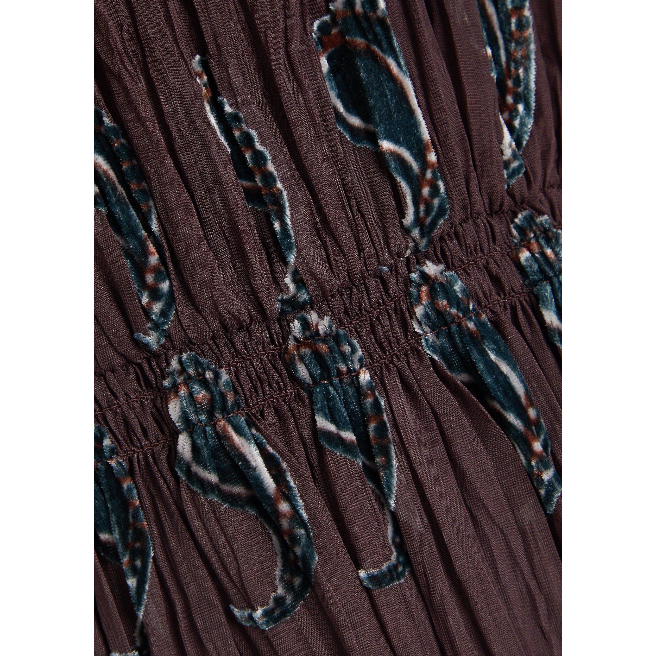 BROWN AND OTHER - Tory Burch - Women's Ruched Velvet Maxi Dress - 4