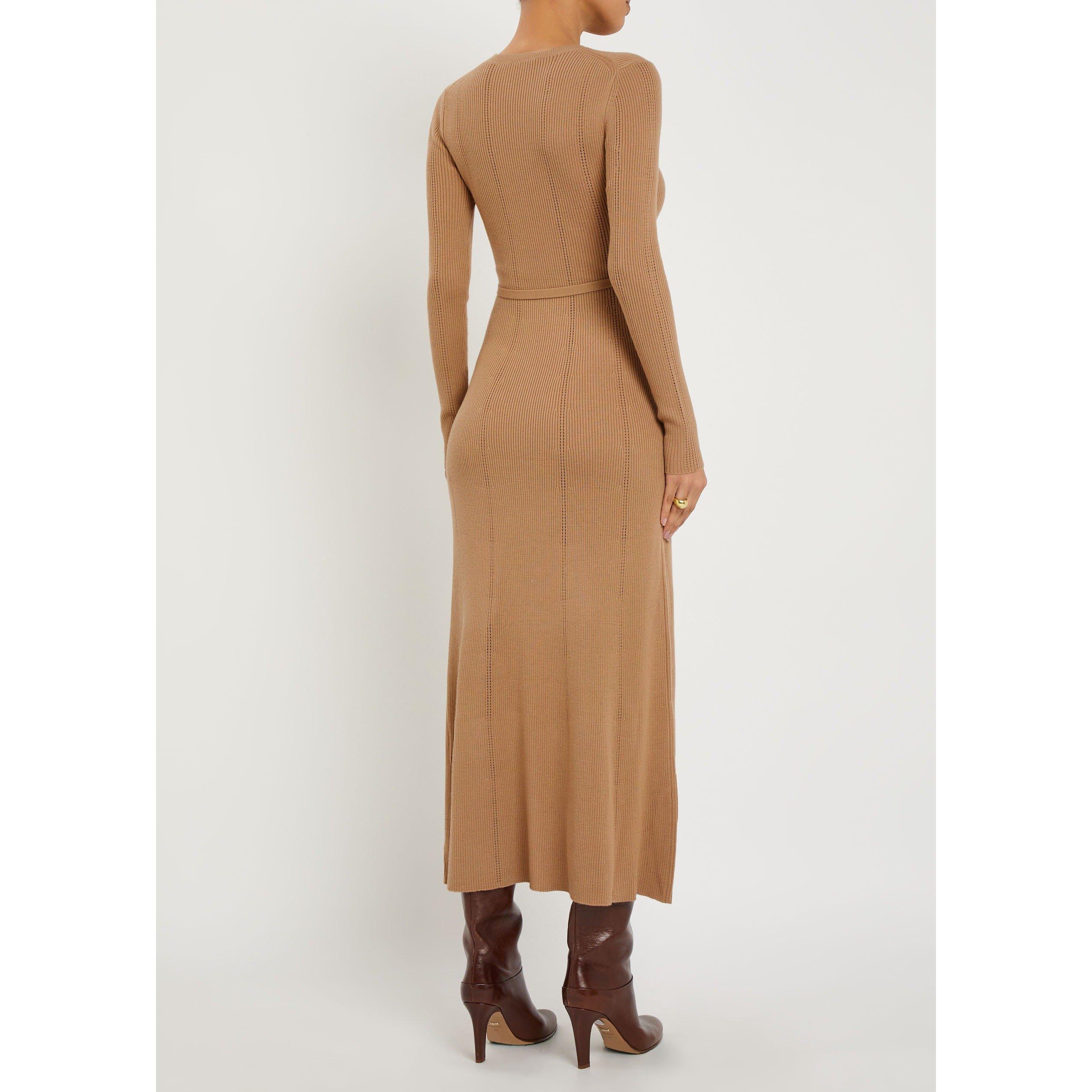 CAMEL - Gabriela Hearst - Women's Imagene Wool Crew-Neck Maxi Dress - 3