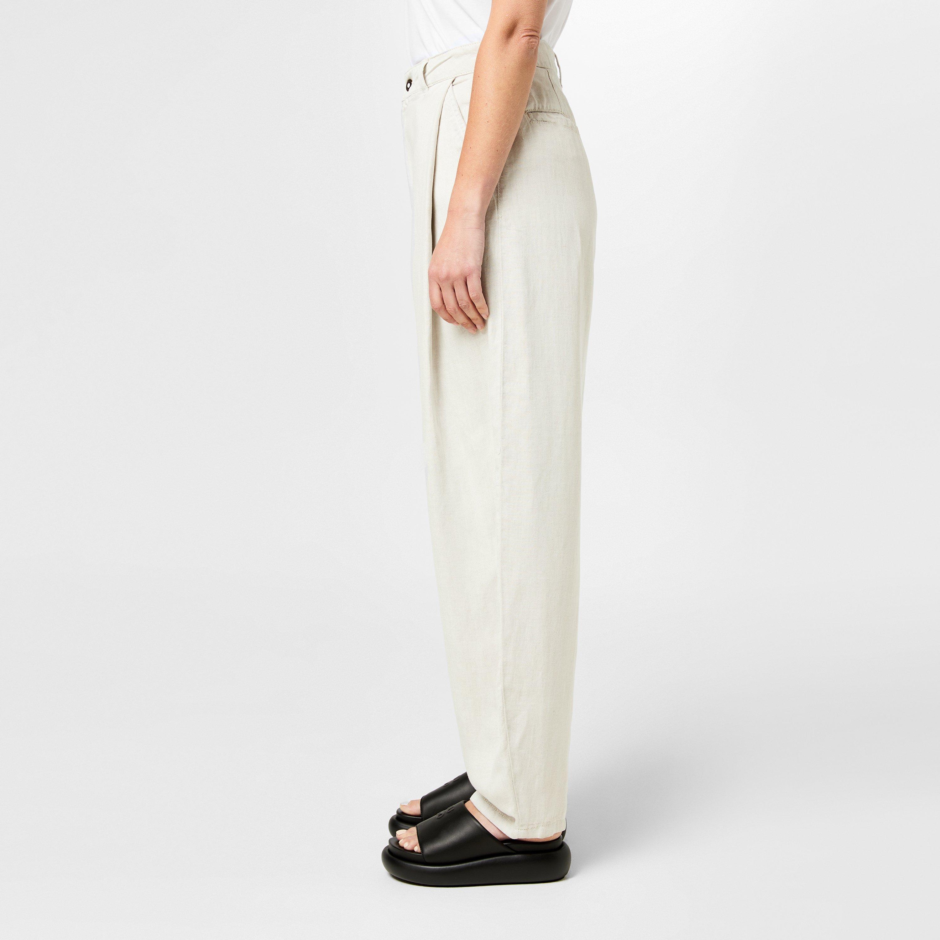 Sabbia Chiaro - Emporio Armani - Women's Linen Court Tapered Trousers - 2