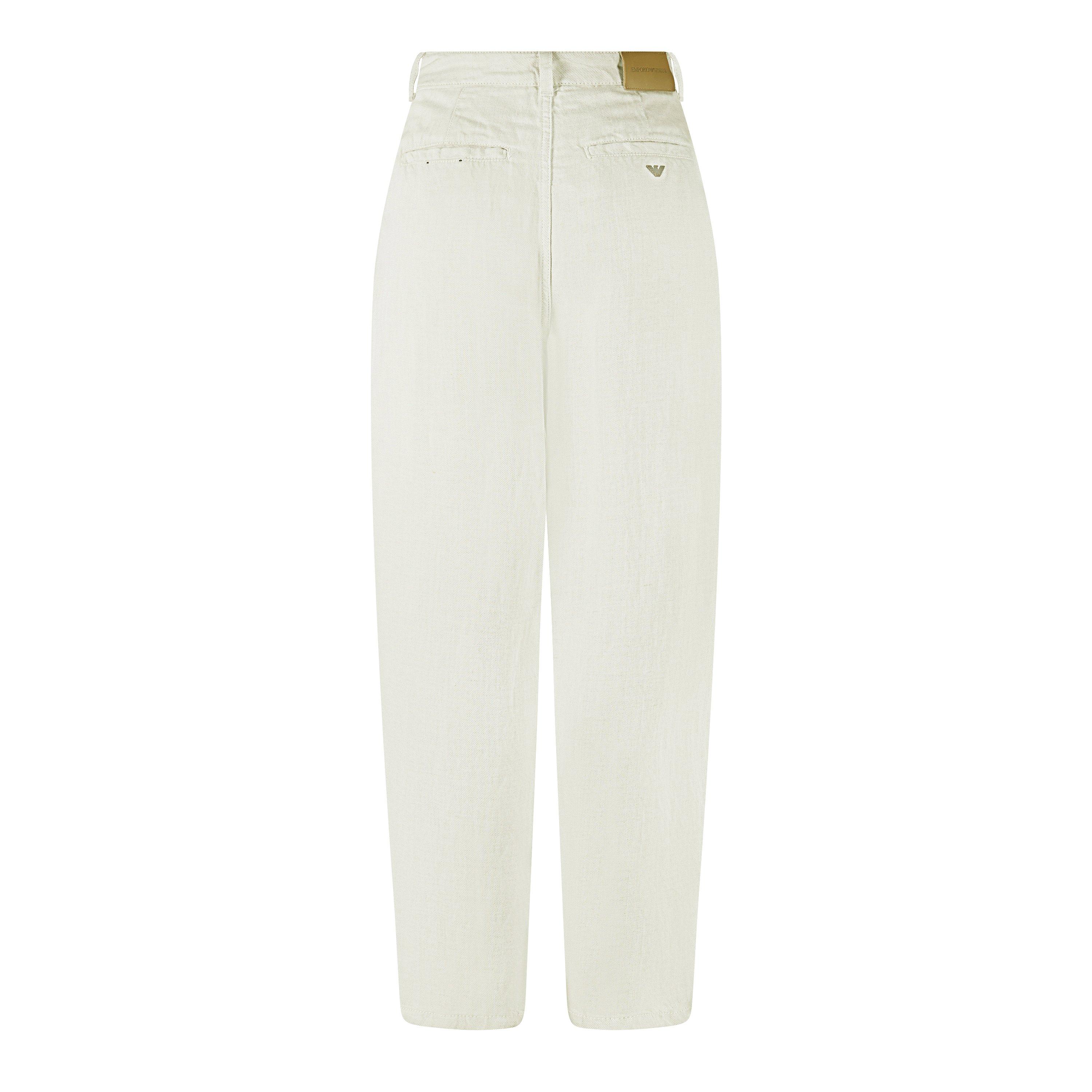 Sabbia Chiaro - Emporio Armani - Women's Linen Court Tapered Trousers - 6
