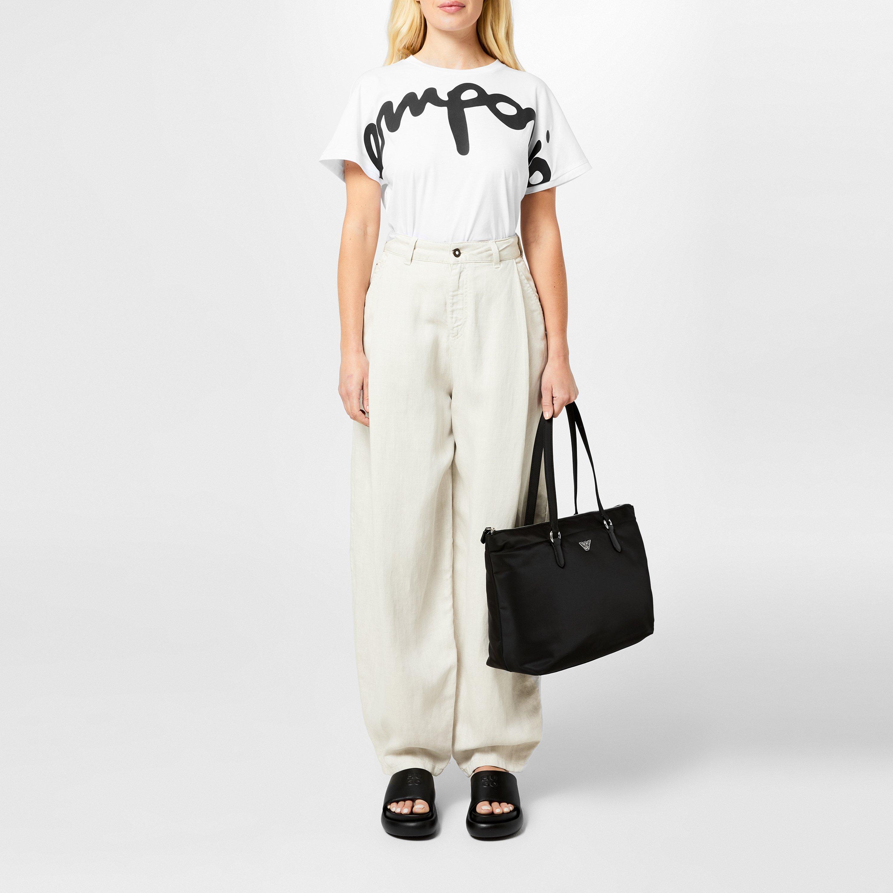 Sabbia Chiaro - Emporio Armani - Women's Linen Court Tapered Trousers - 4