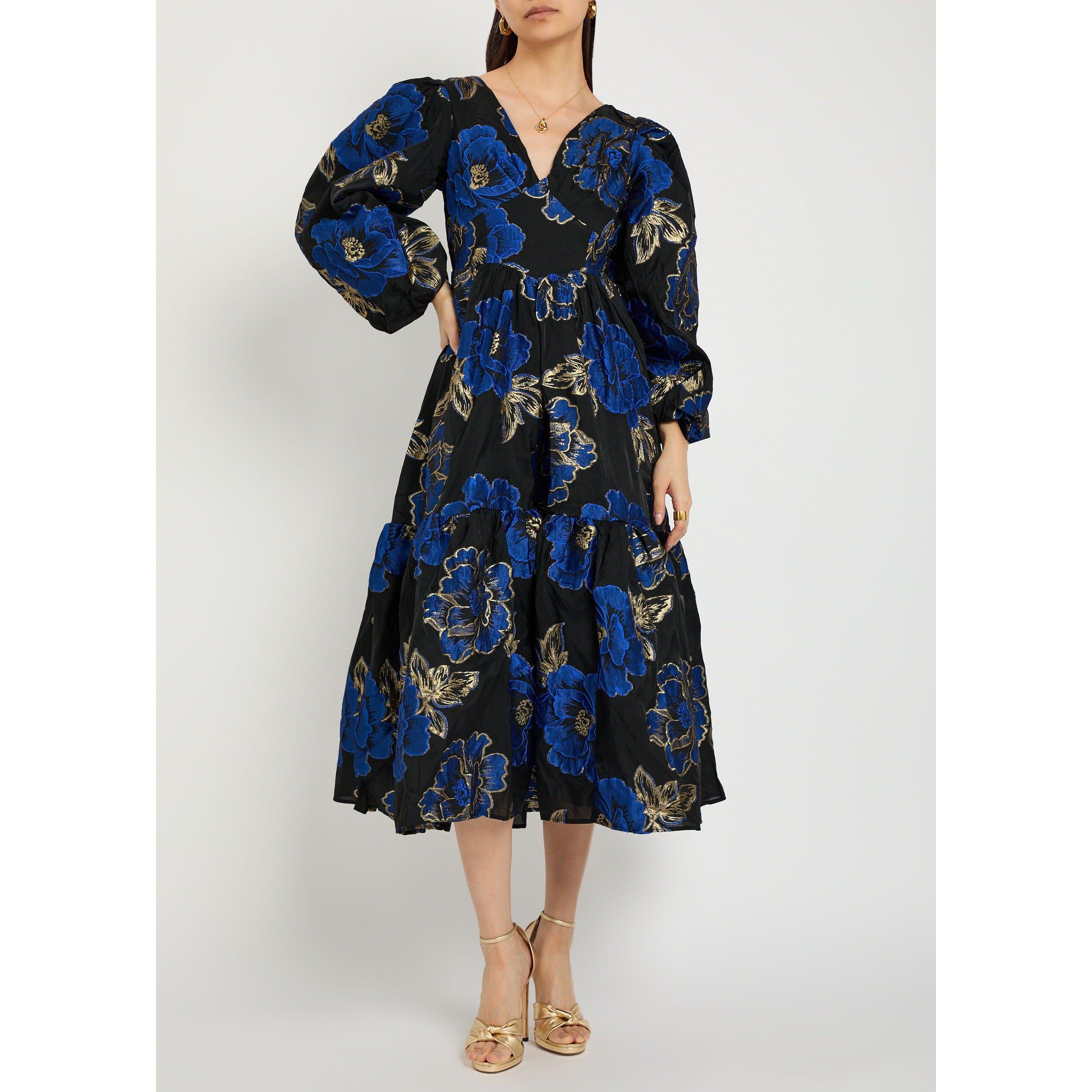 Sister Jane | LD Blues Jacquard Midi Dress | HARVEY NICHOLS