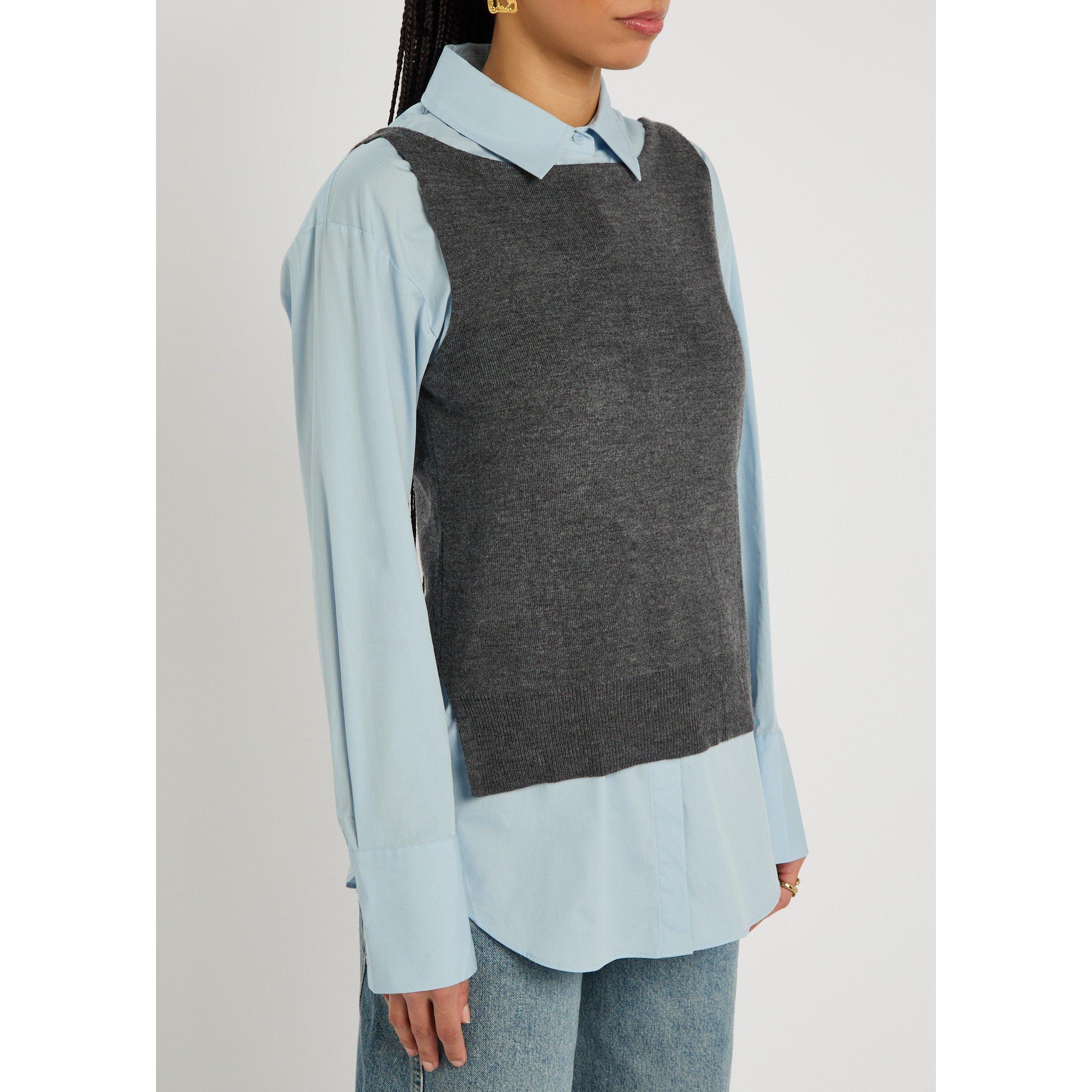 GREY - Staud - Women's T Damian Cotton Long-Sleeve Shirt - 2