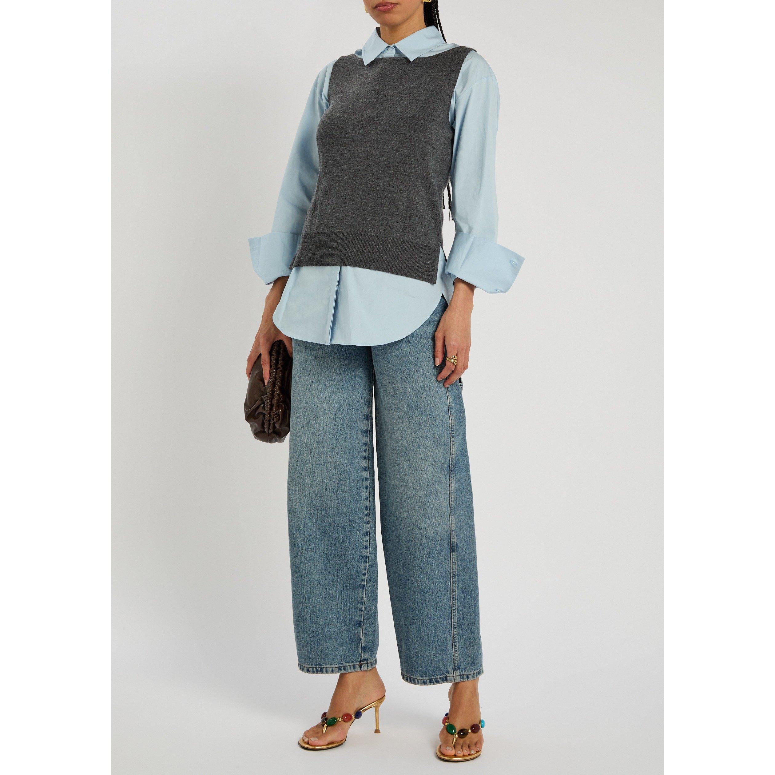 GREY - Staud - Women's T Damian Cotton Long-Sleeve Shirt - 5